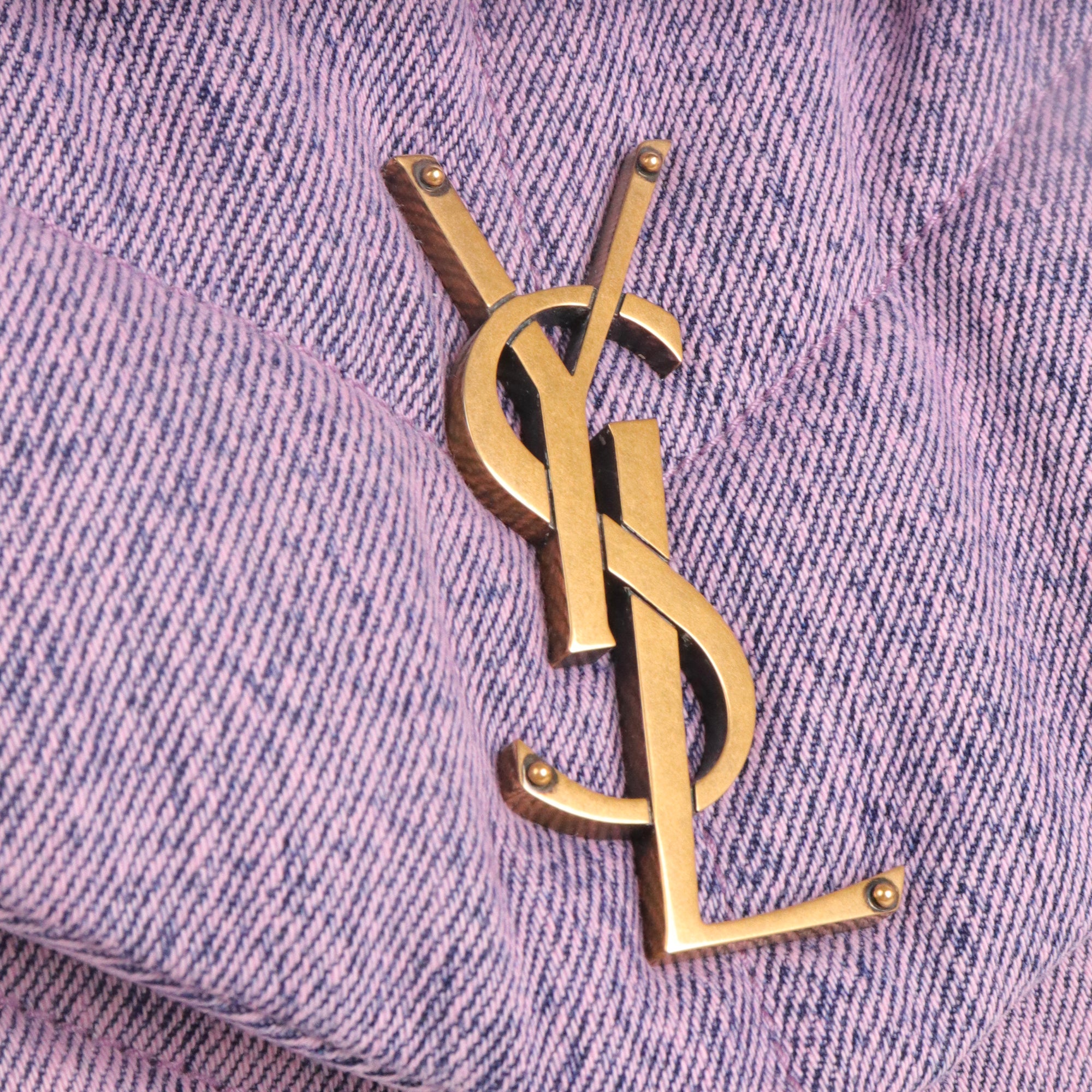 SAINT LAURENT - Sac à bandoulière Puffer medium Saint Laurent en denim violet