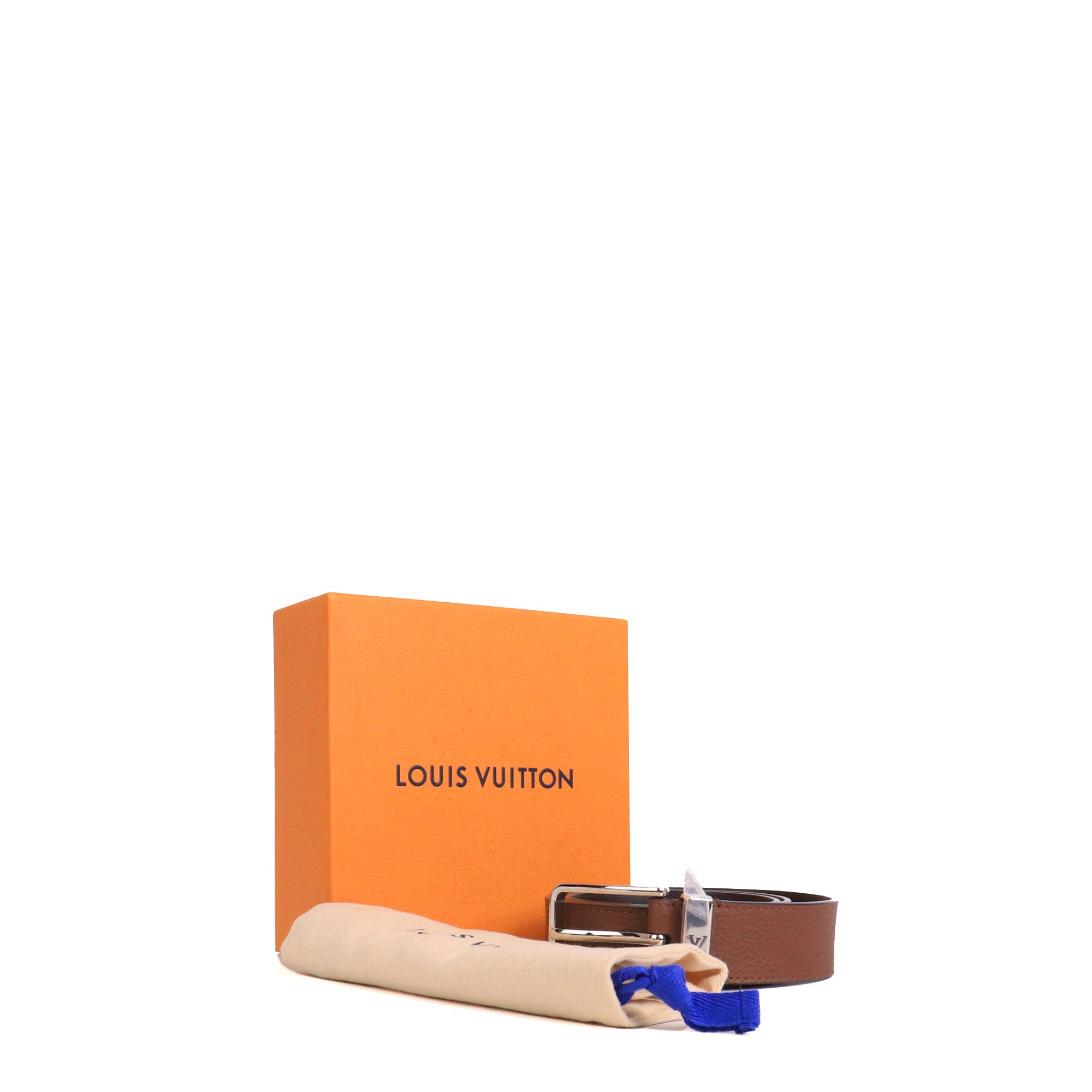 LOUIS VUITTON - Ceinture Louis Vuitton en cuir grainé marron (T100)