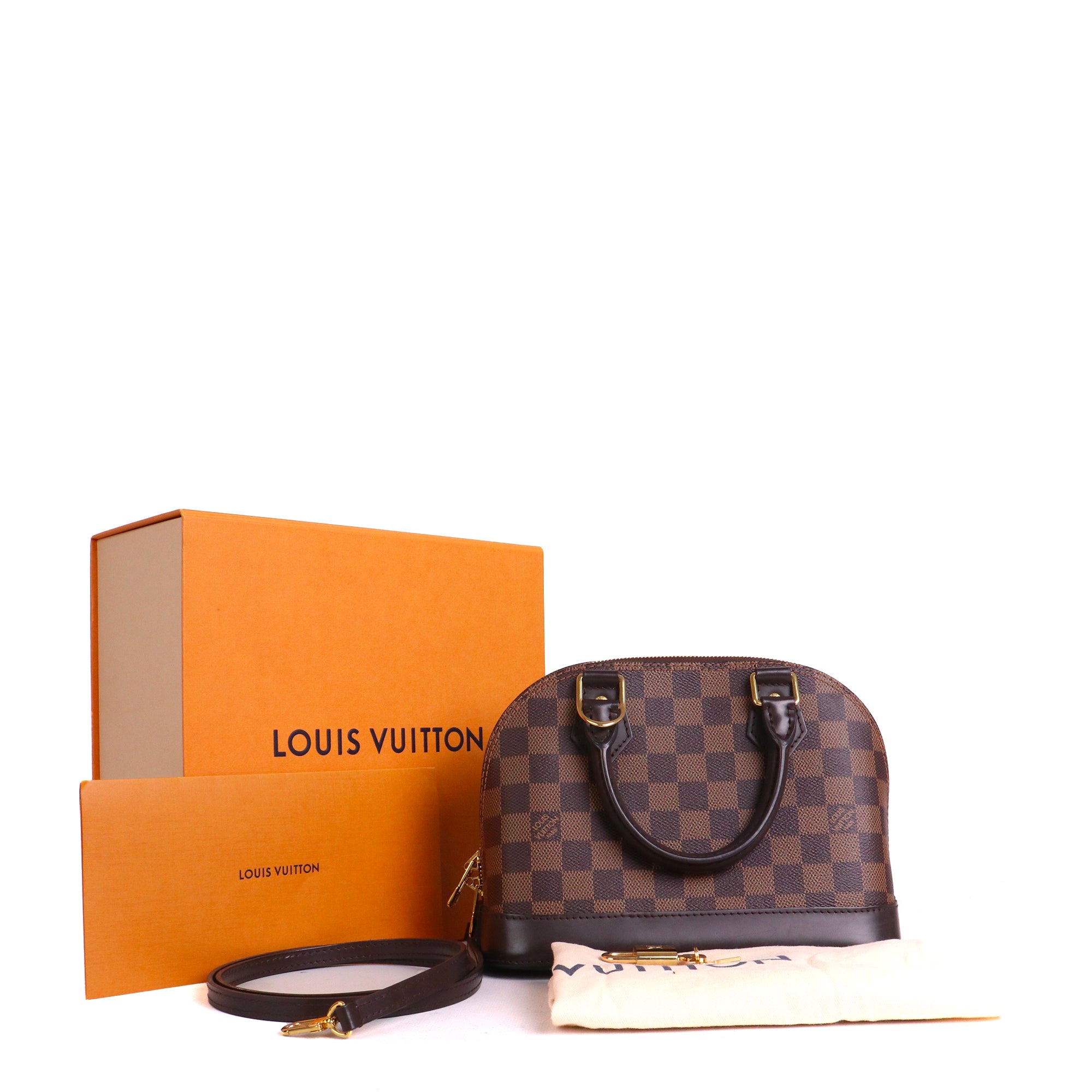 LOUIS VUITTON - Sac à bandoulière Alma BB Louis Vuitton en toile damier ébène
