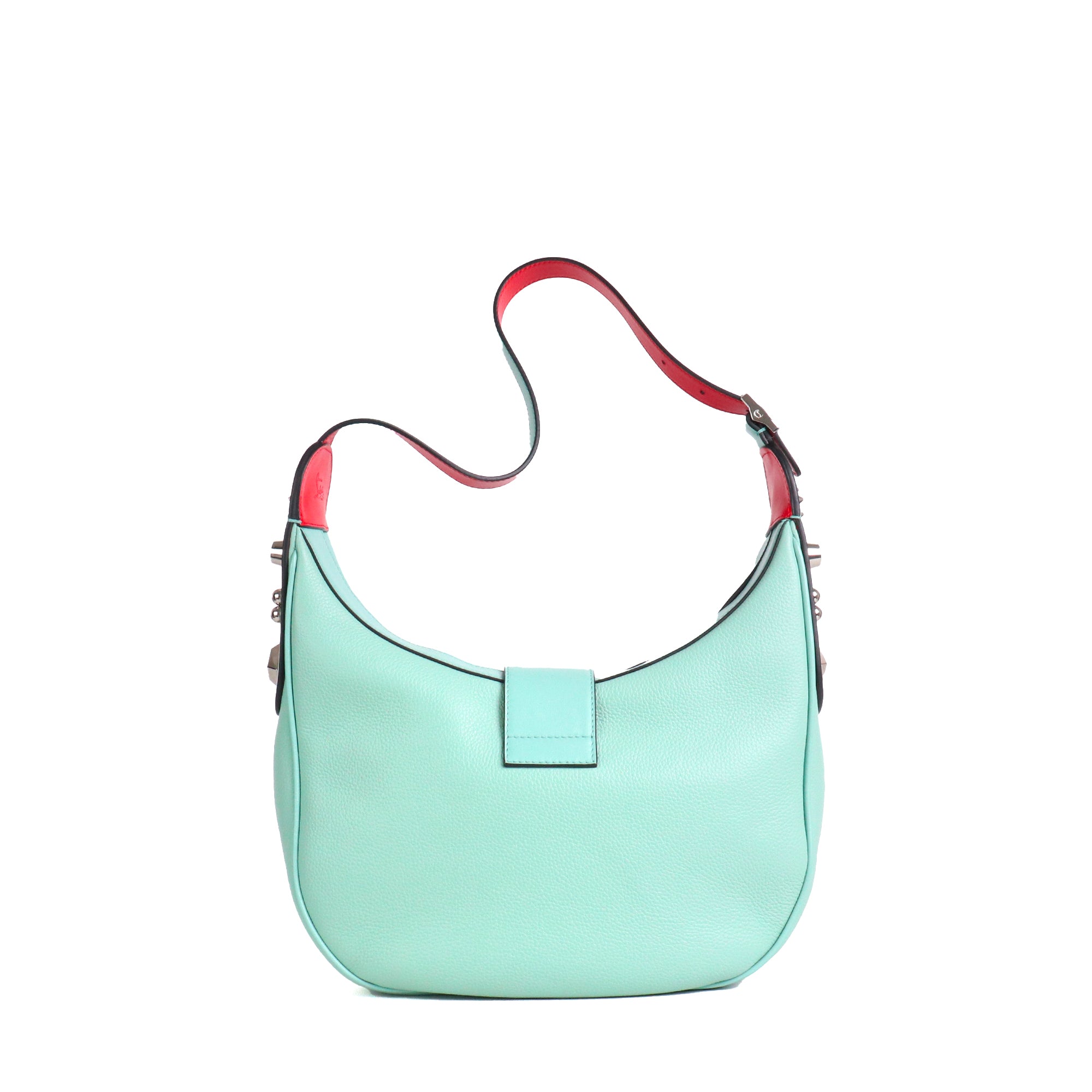 LOUBOUTIN - Sac à épaule Carasky Louboutin en cuir grainé turquoise