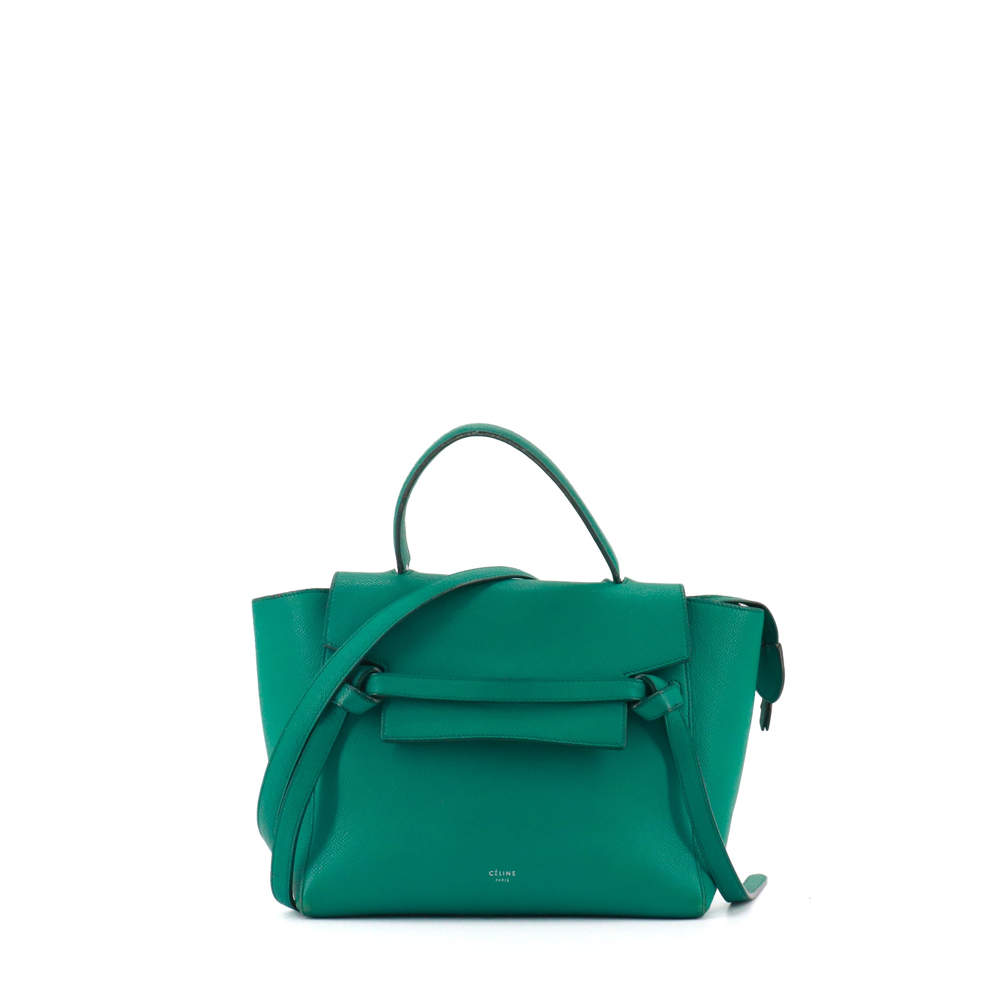 CELINE - Sac à bandoulière Belt Nano Celine en cuir grainé bleu turquoise