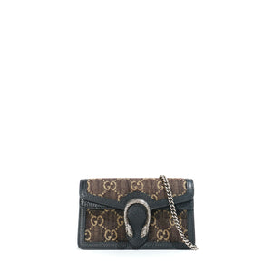 GUCCI - Dionysus super mini shoulder bag in black leather and denim