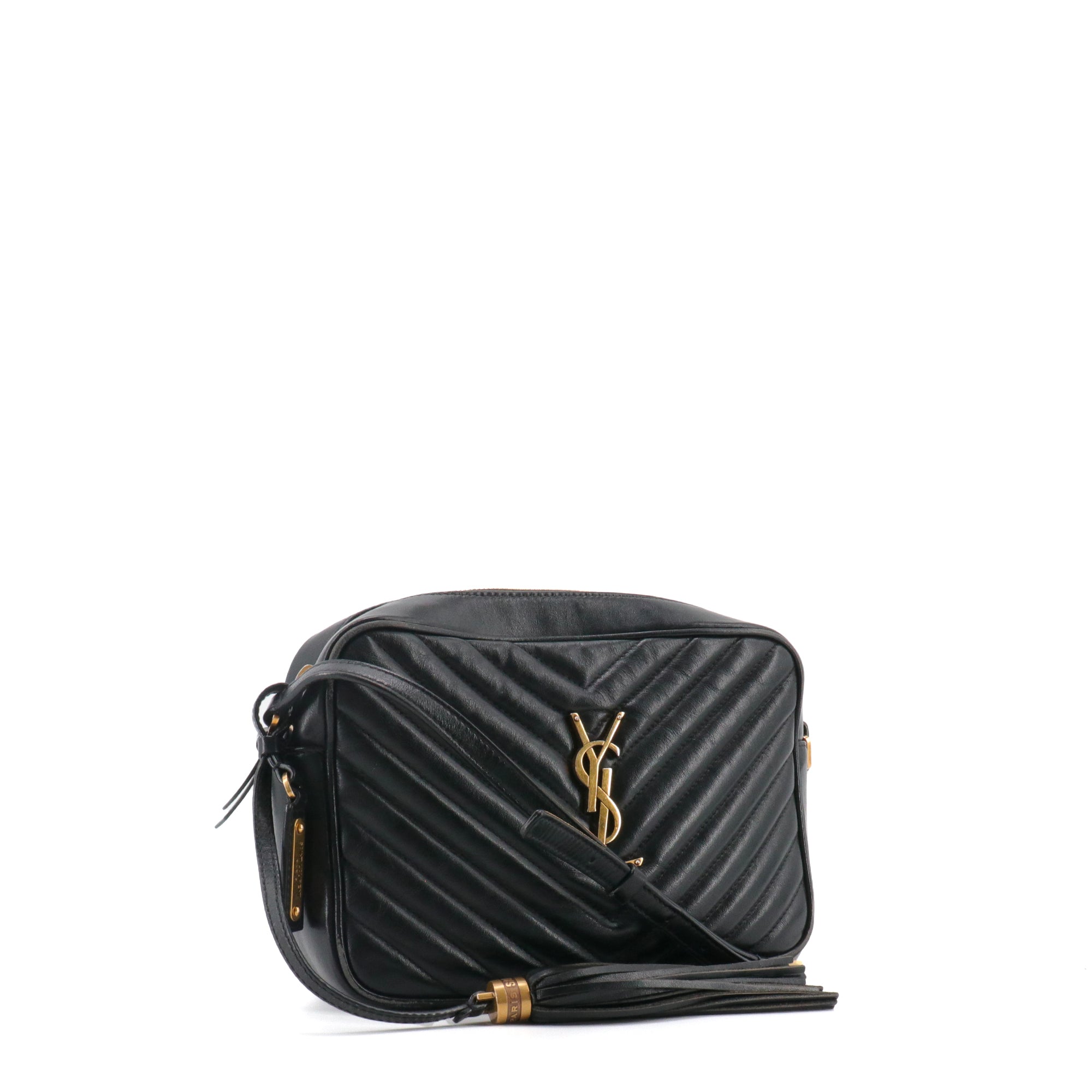 SAINT LAURENT - Sac à bandoulière Lou Saint Laurent en cuir chevron noir