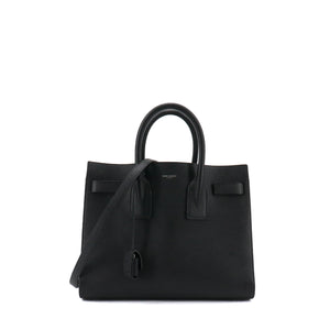 SAINT LAURENT - Sac de jour Saint Laurent médium en cuir grainé noir