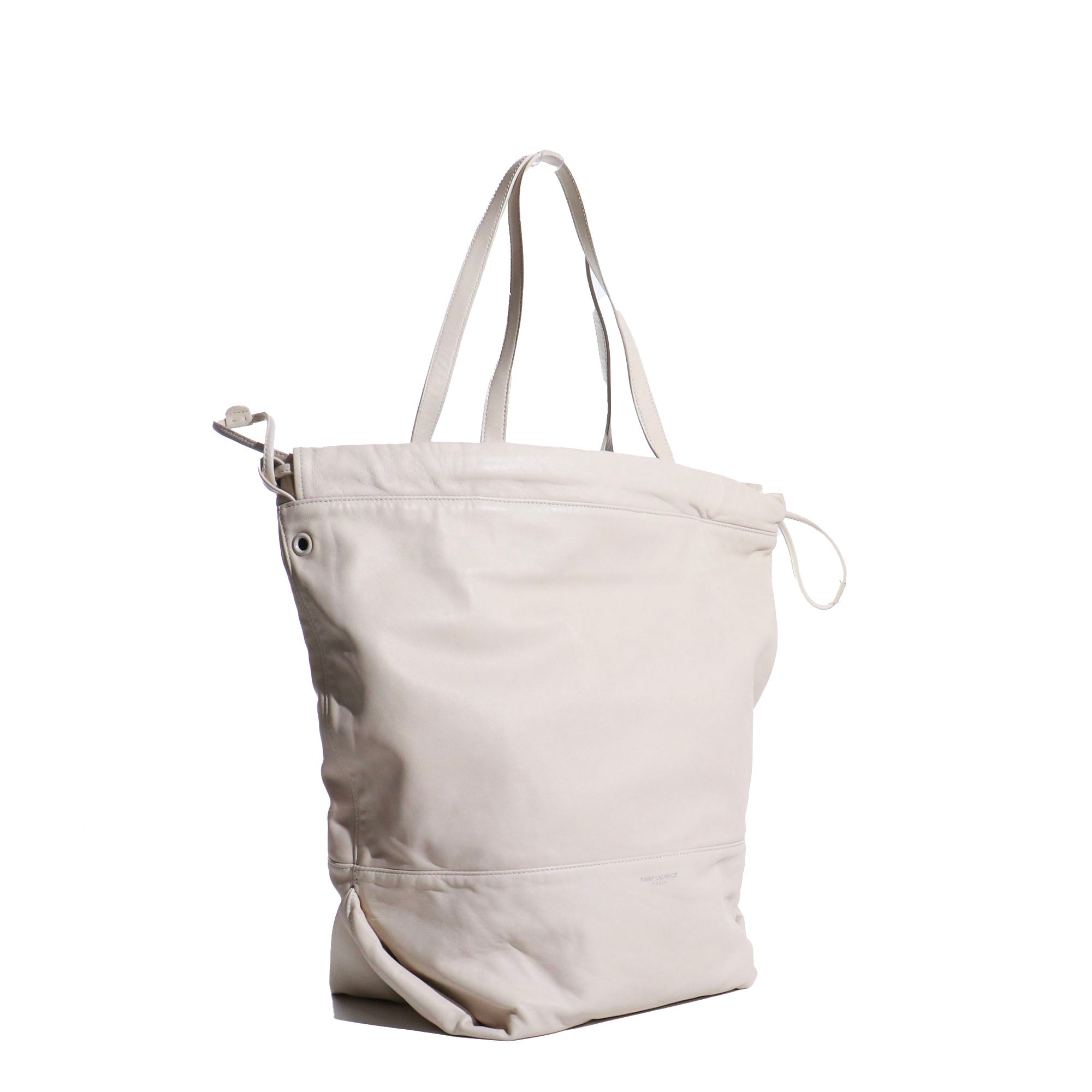 SAINT LAURENT - Shopping tote bag in white leather