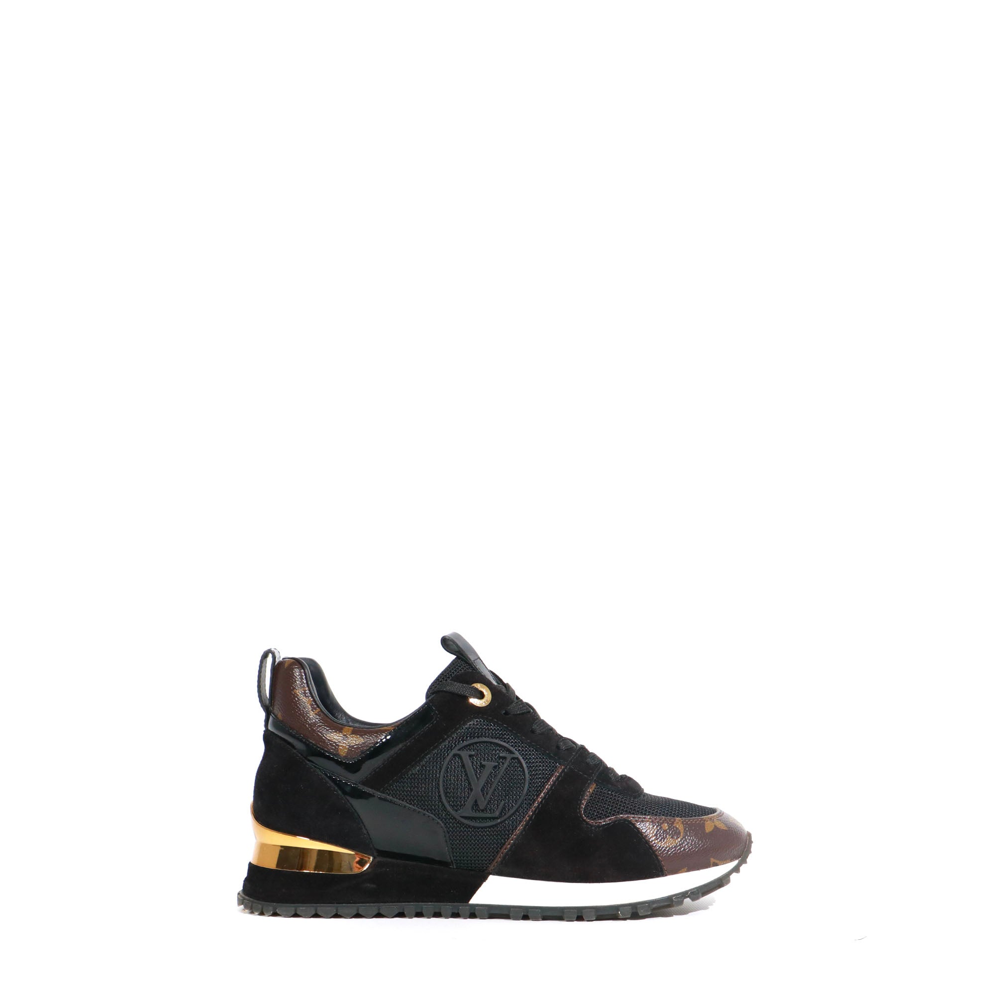 LOUIS VUITTON - Run Away sneakers in leather and monogram canvas (T36)