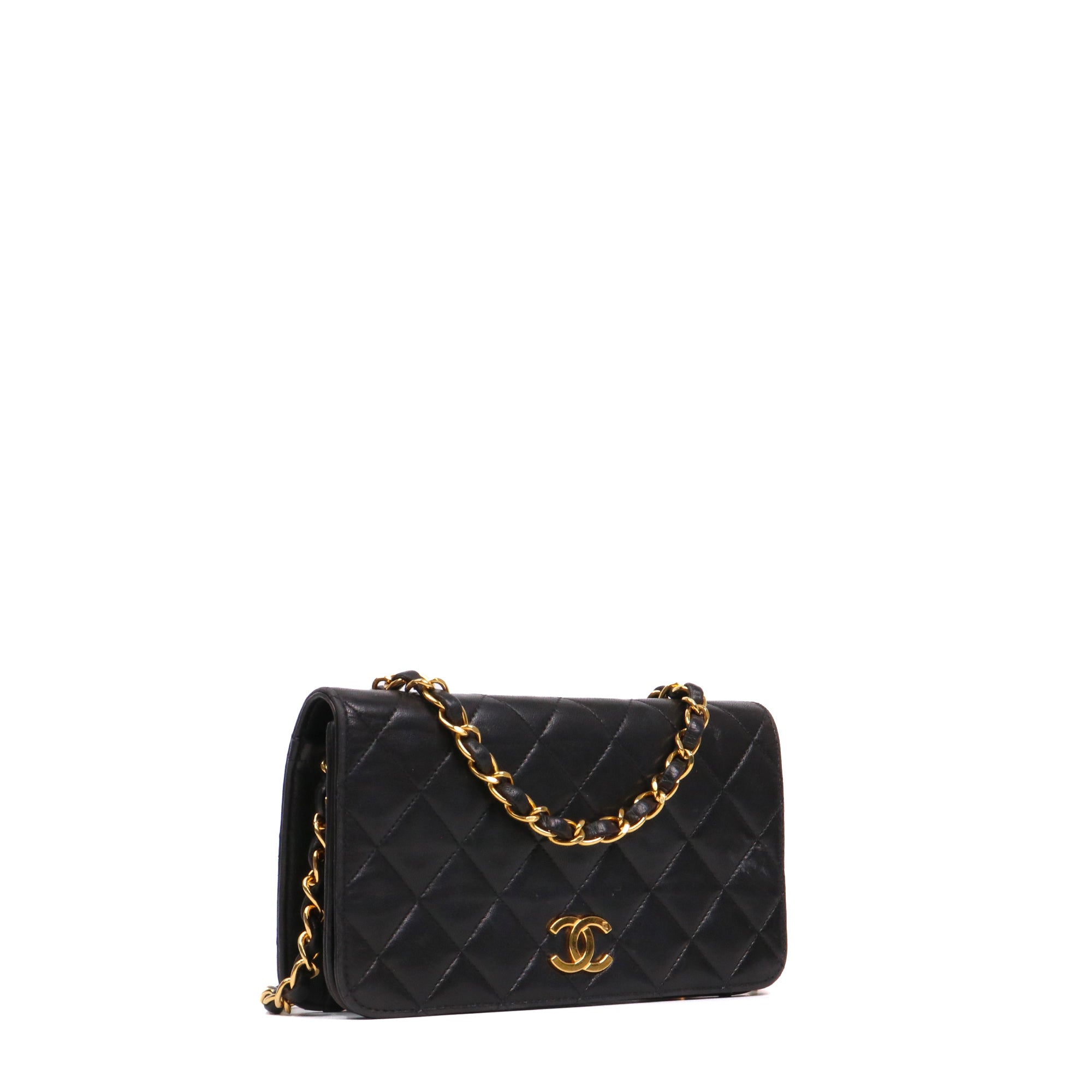 CHANEL - Sac à bandoulière Wallet On Chain Chanel en cuir lisse noir vintage