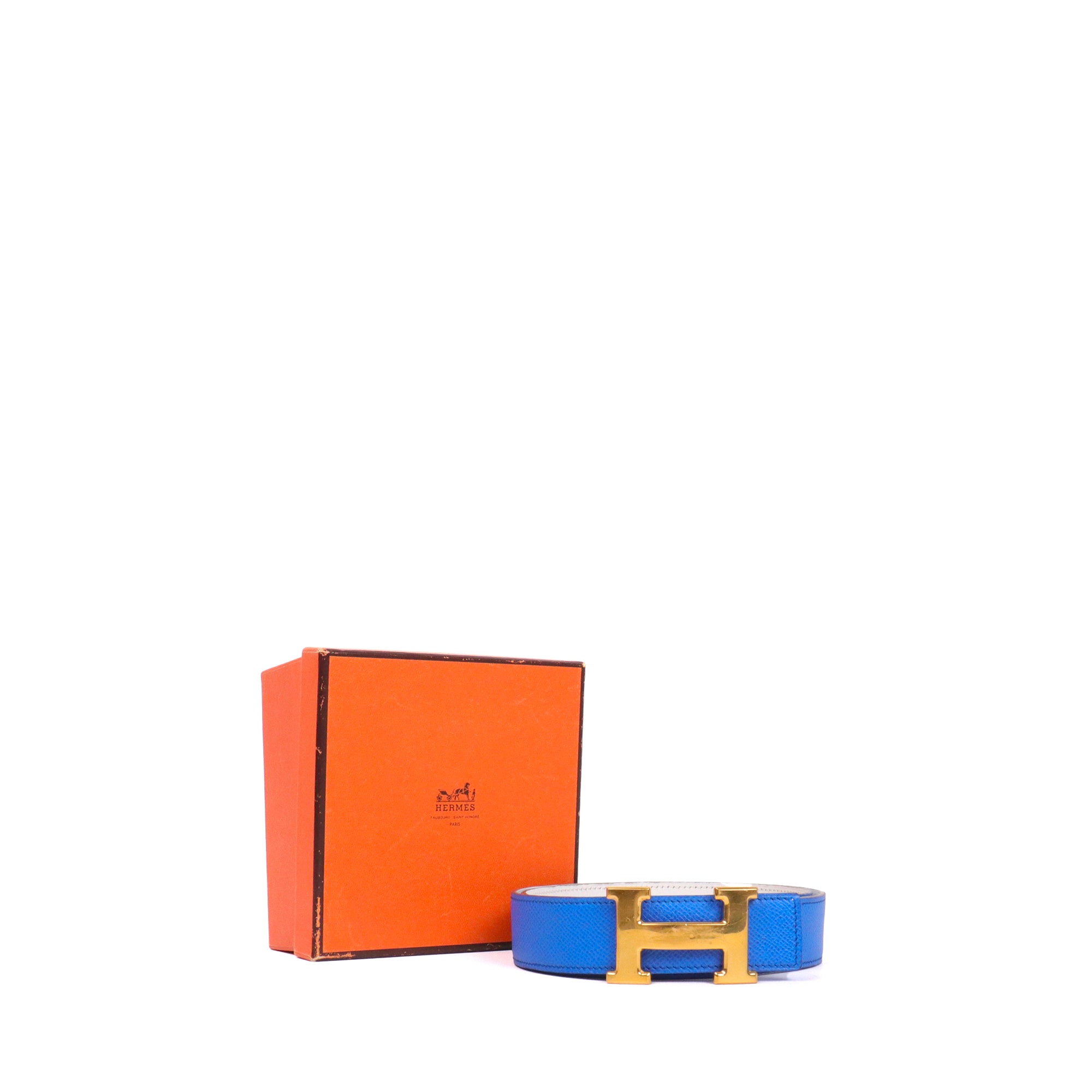 HERMÈS - Reversible belt with gold buckle (T75)