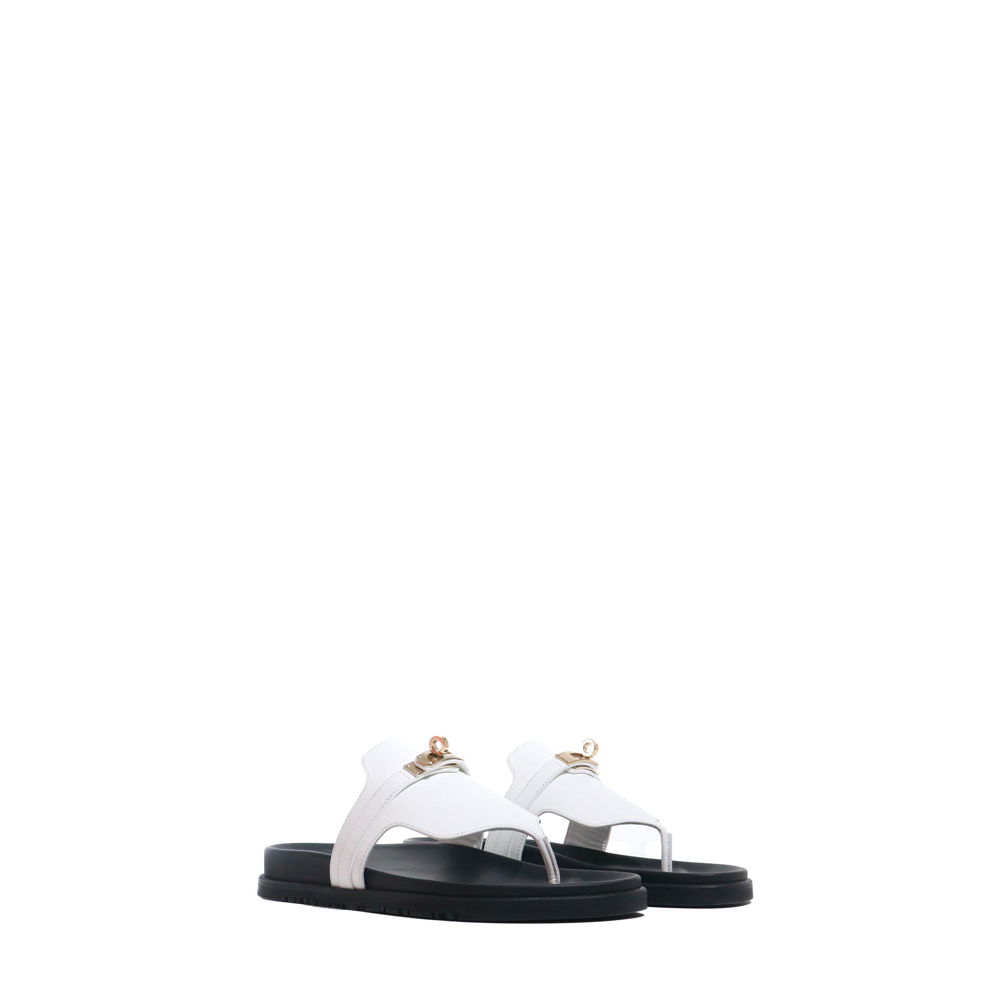 HERMÈS - Empire Hermès sandals in white leather (T38.5)