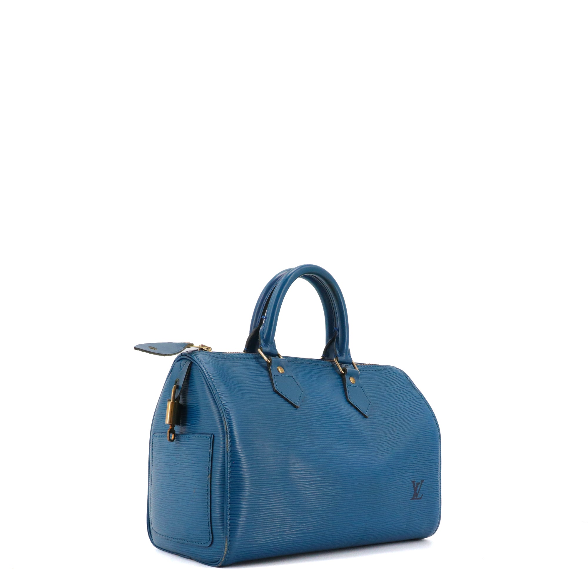 LOUIS VUITTON - Sac à main Speedy 25 Louis Vuitton en cuir épi bleu