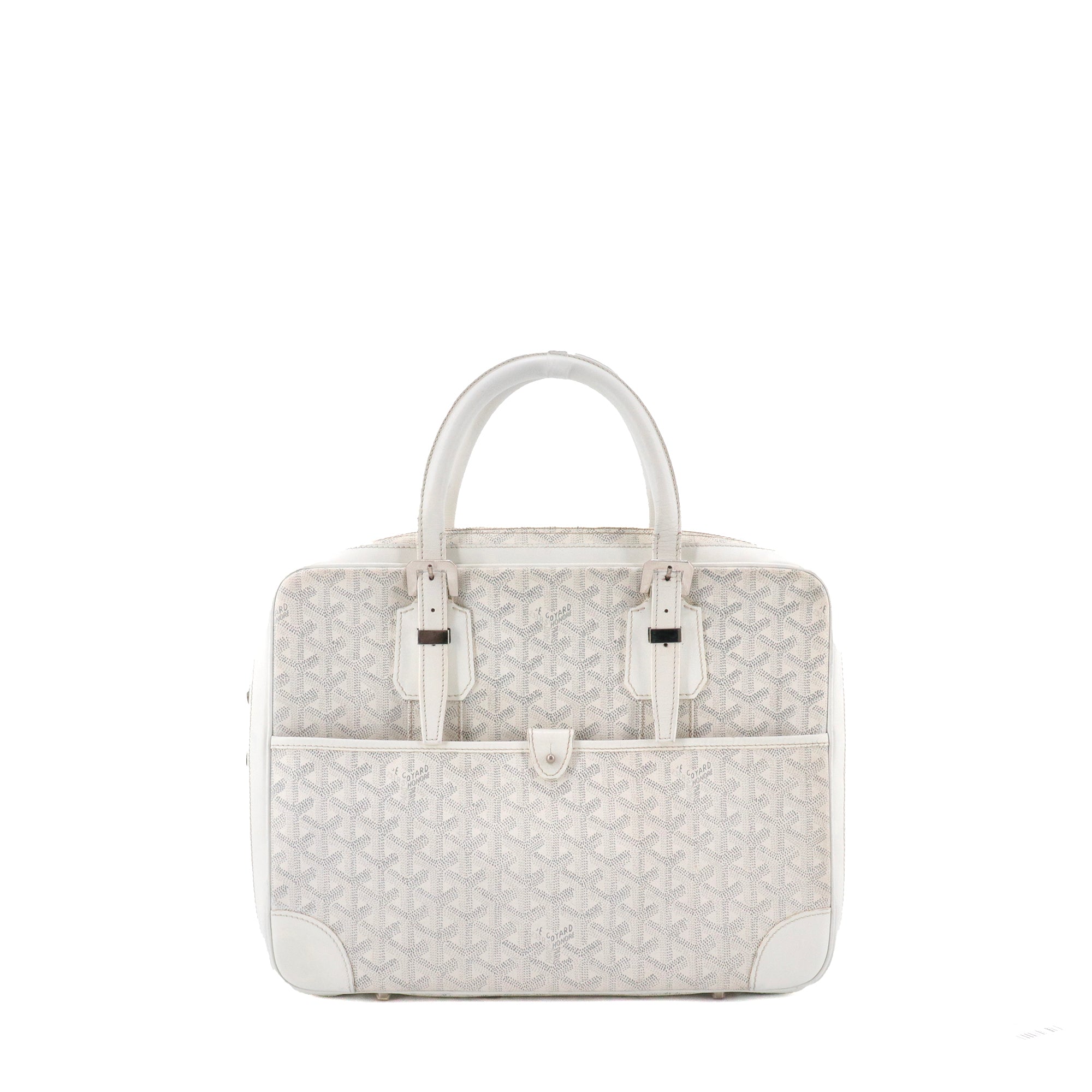 GOYARD - Porte-documents Ambassade Goyard en toile enduite monogrammée blanche
