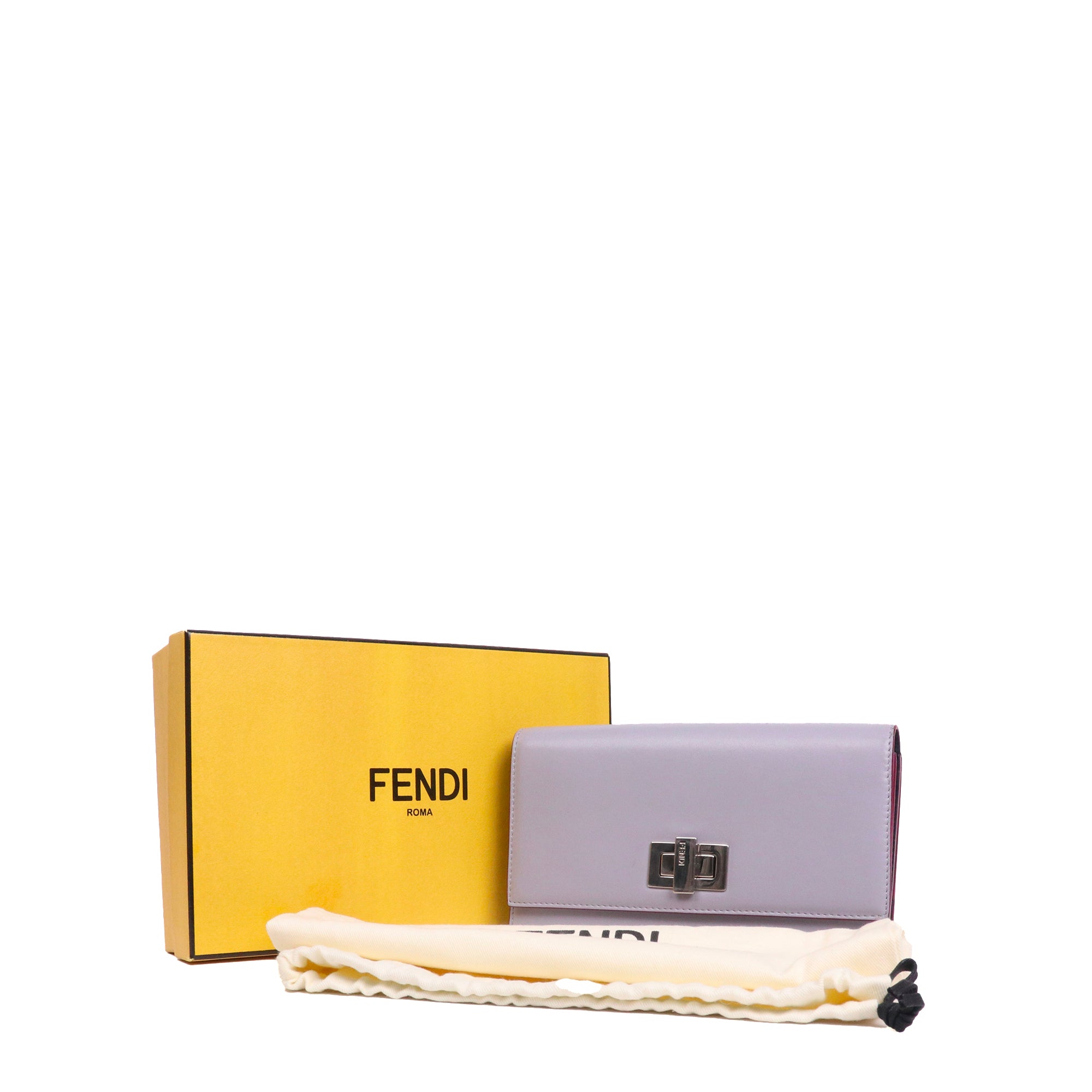 FENDI - Portefeuille Fendi en cuir lisse gris