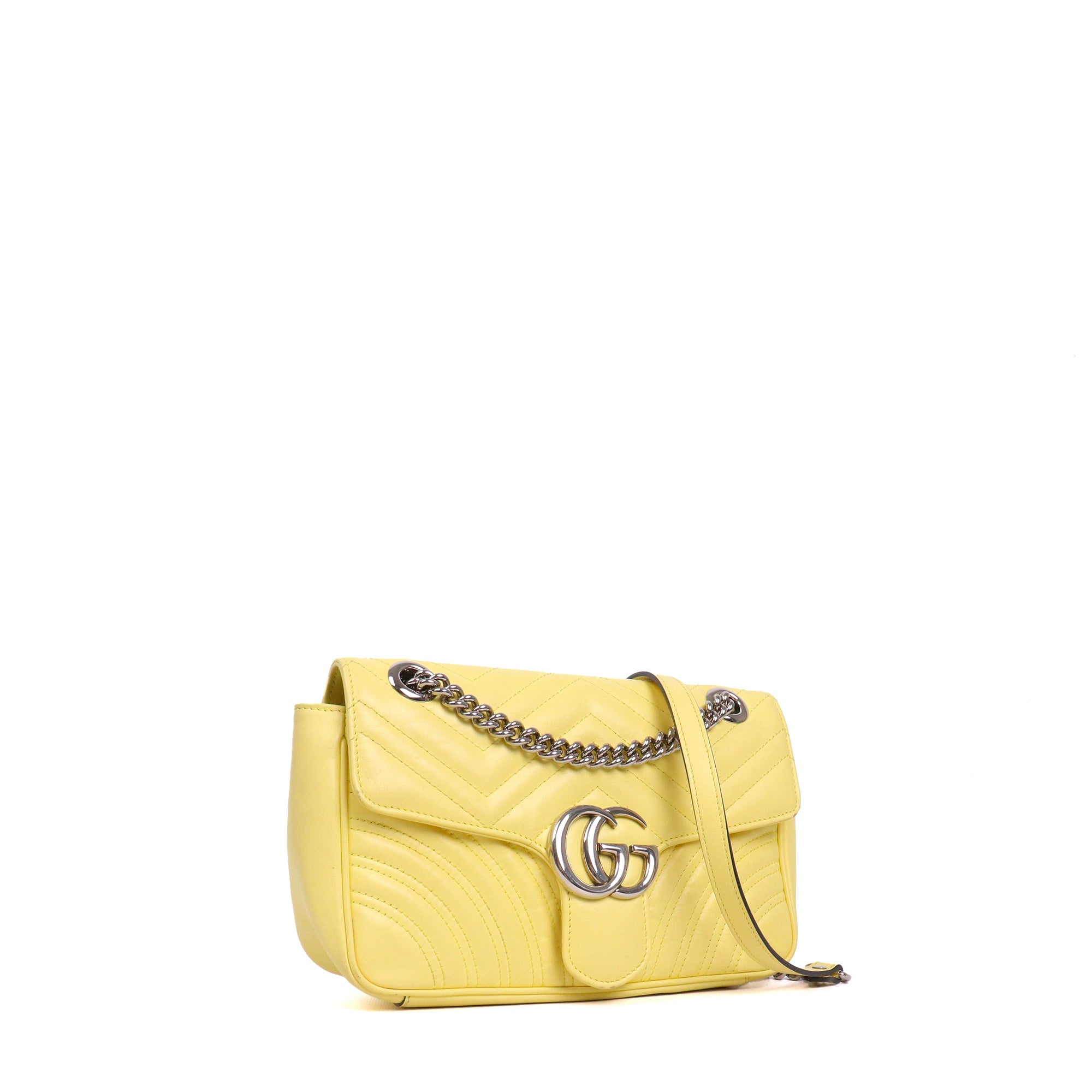 GUCCI - Sac à bandoulière GG Marmont small Gucci en cuir jaune pastel