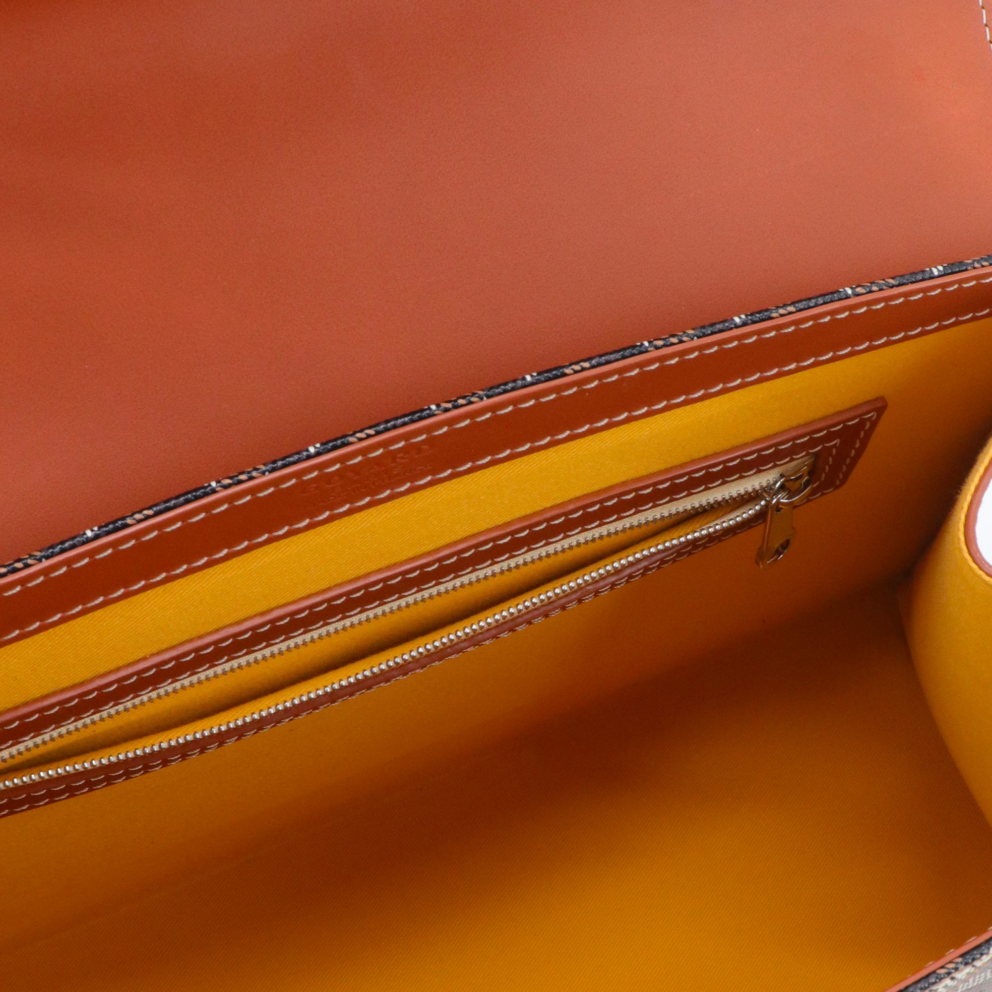 GOYARD - Saigon MM Goyard handbag in Goyard canvas and brown leather