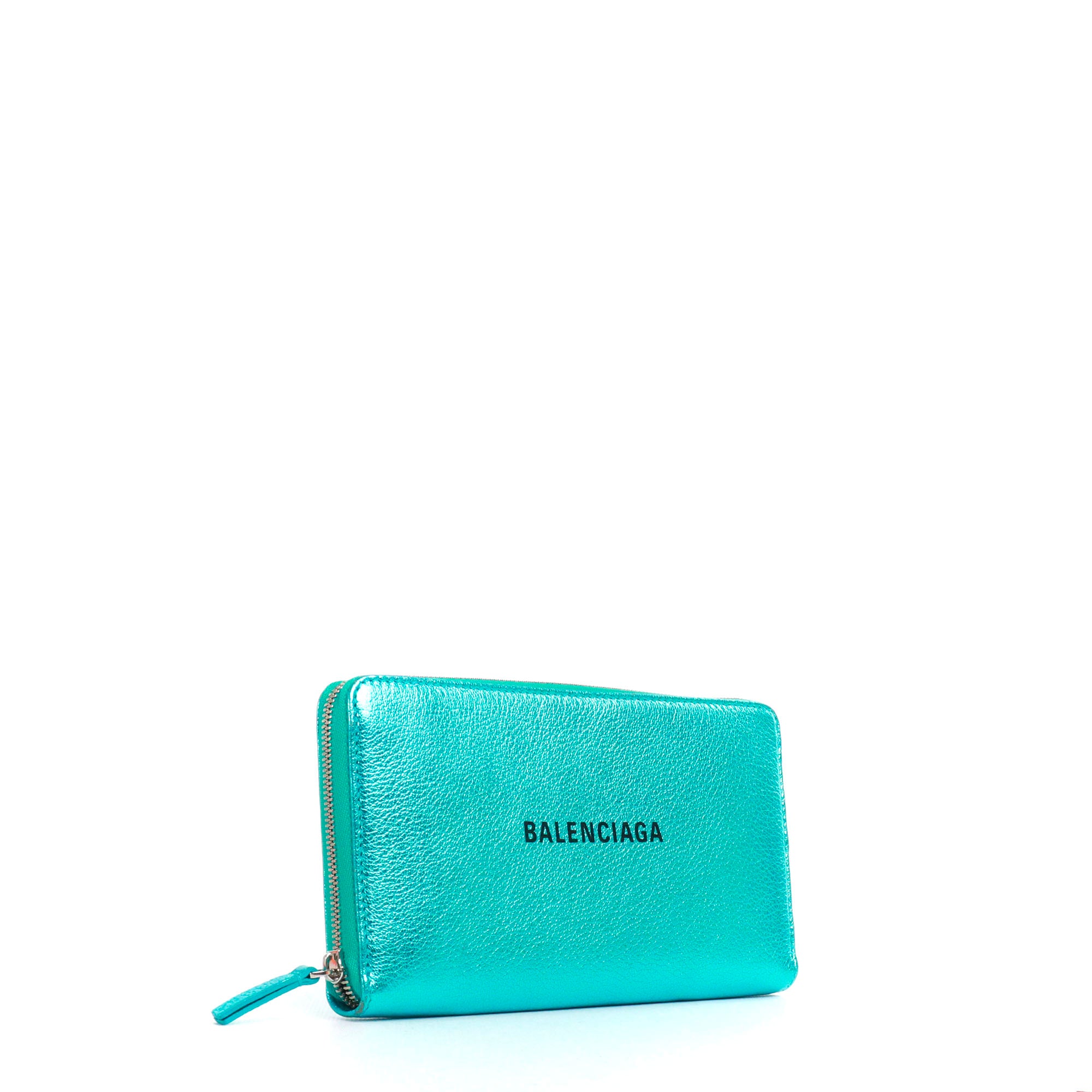 BALENCIAGA - Balenciaga Ville wallet in iridescent blue grained leather