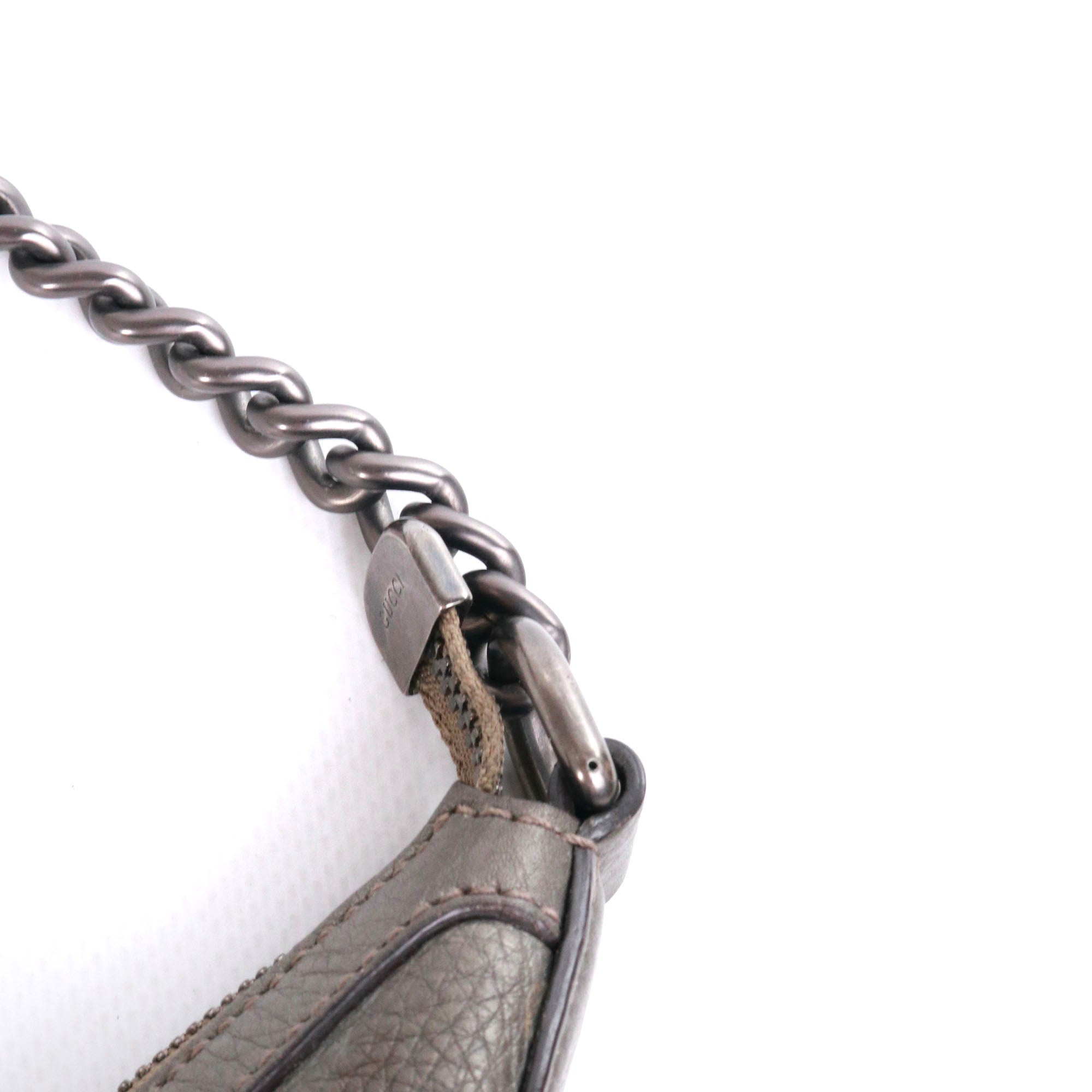 GUCCI - Sac cabas Soho Gucci en cuir grainé argenté vintage