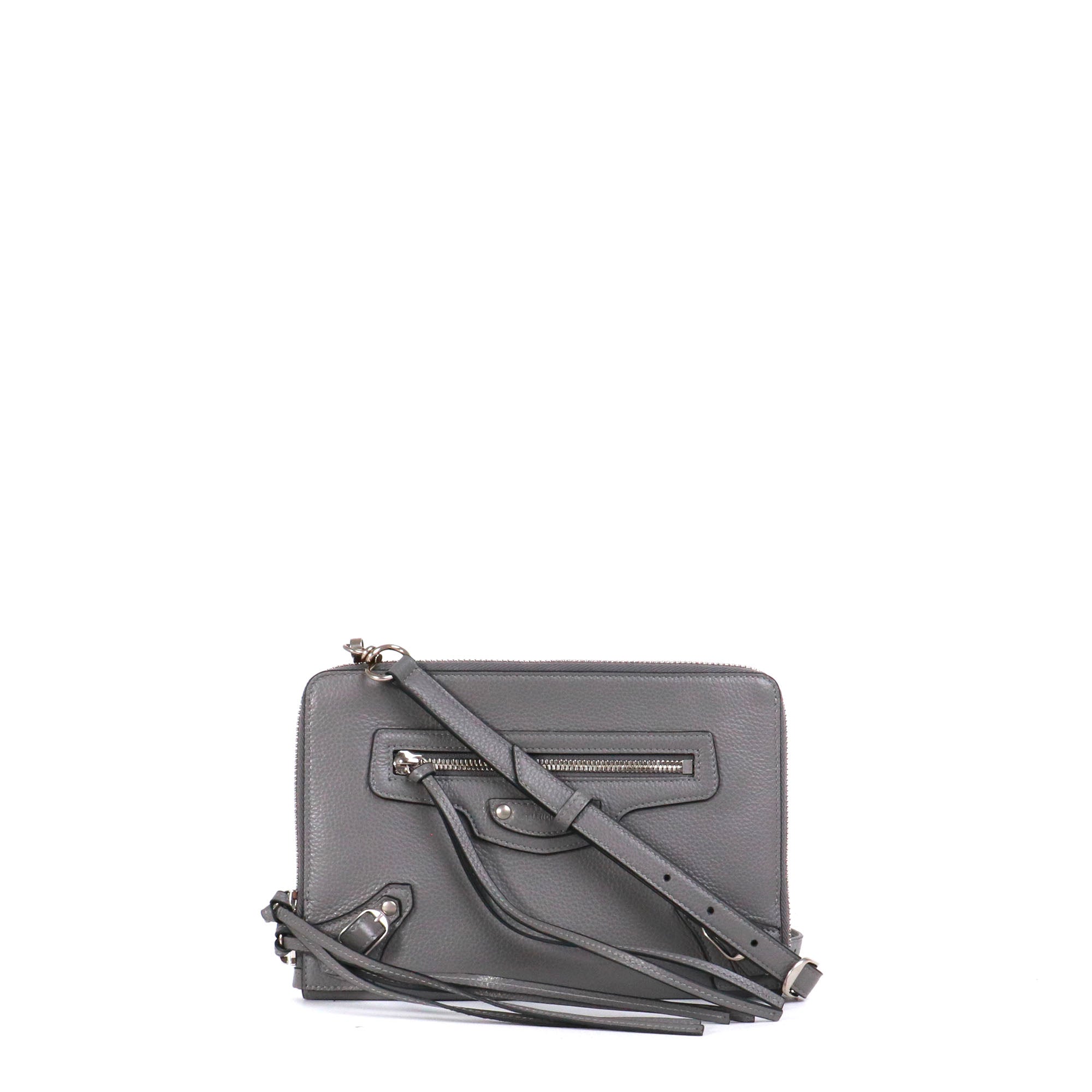 BALENCIAGA - Balenciaga nano flat Neo Classic shoulder bag in gray grained leather