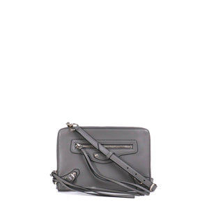 BALENCIAGA - Balenciaga nano flat Neo Classic shoulder bag in gray grained leather