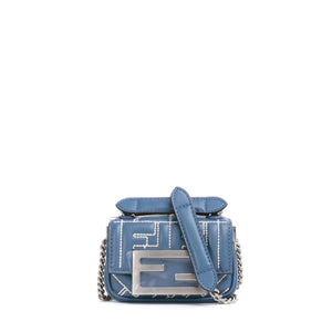 FENDI - Fendi Baguette Nano shoulder bag in blue gray nappa leather