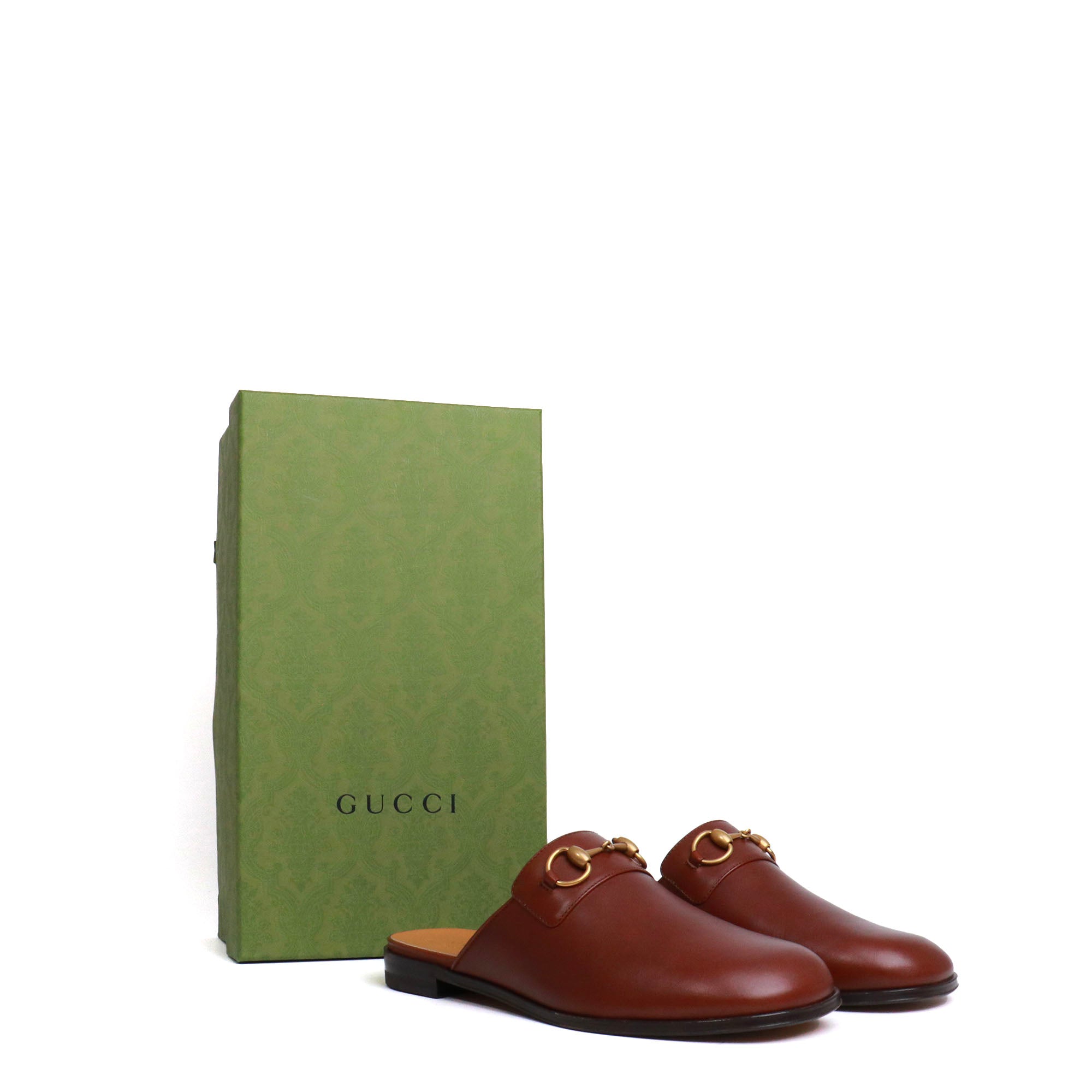 GUCCI - Mules Mors Gucci en cuir lisse marron (T42)