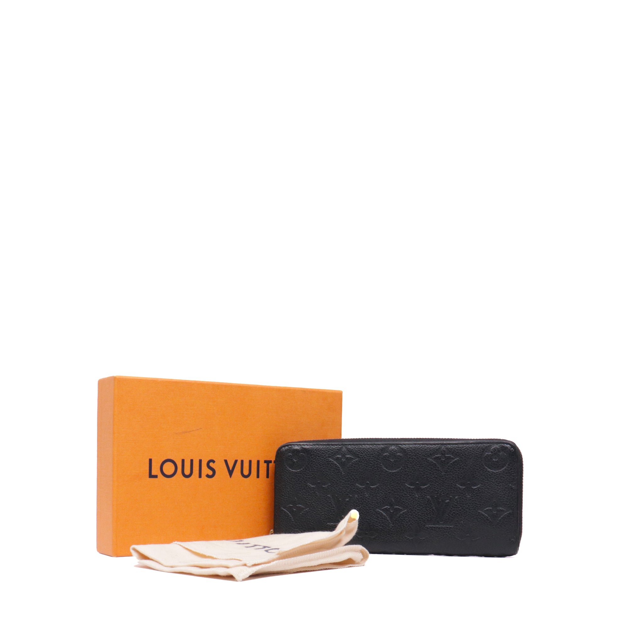 LOUIS VUITTON - Portefeuille Clémence Louis Vuitton en cuir empreinte noir
