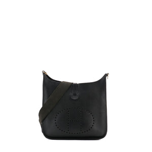 HERMÈS - Sac à bandoulière Evelyne III Hermès en cuir clémence noir
