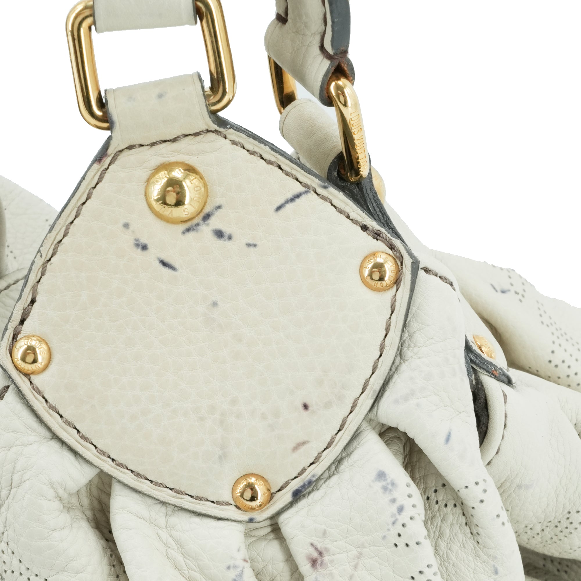 LOUIS VUITTON - Sac cabas Mahina Louis Vuitton en cuir grainé beige vintage