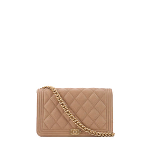 CHANEL - Sac à bandoulière Wallet On Chain Boy Chanel en cuir caviar beige