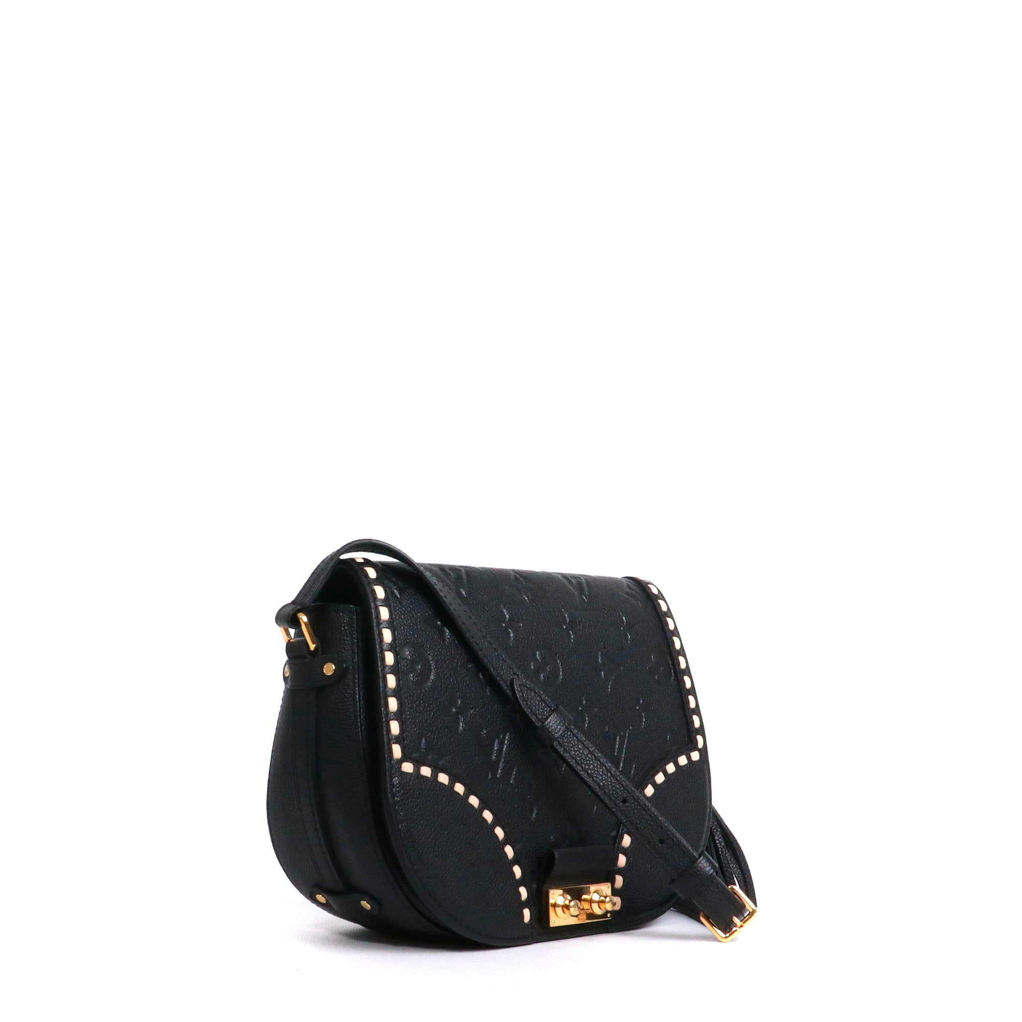LOUIS VUITTON - Sac à bandoulière Junot Louis Vuitton en cuir grainé empreinte noir