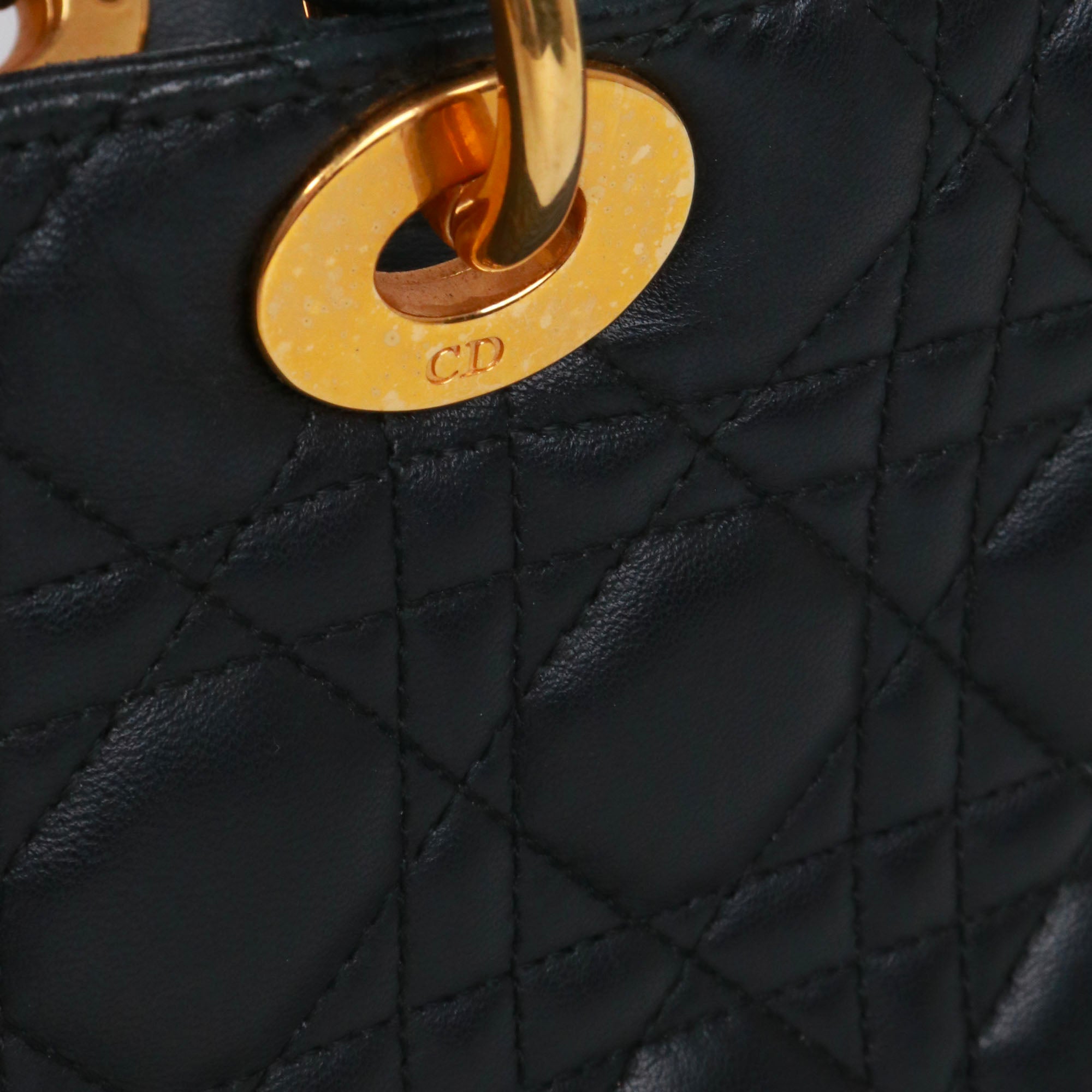 DIOR - Sac à main Lady Dior large en cuir matelassé noir vintage