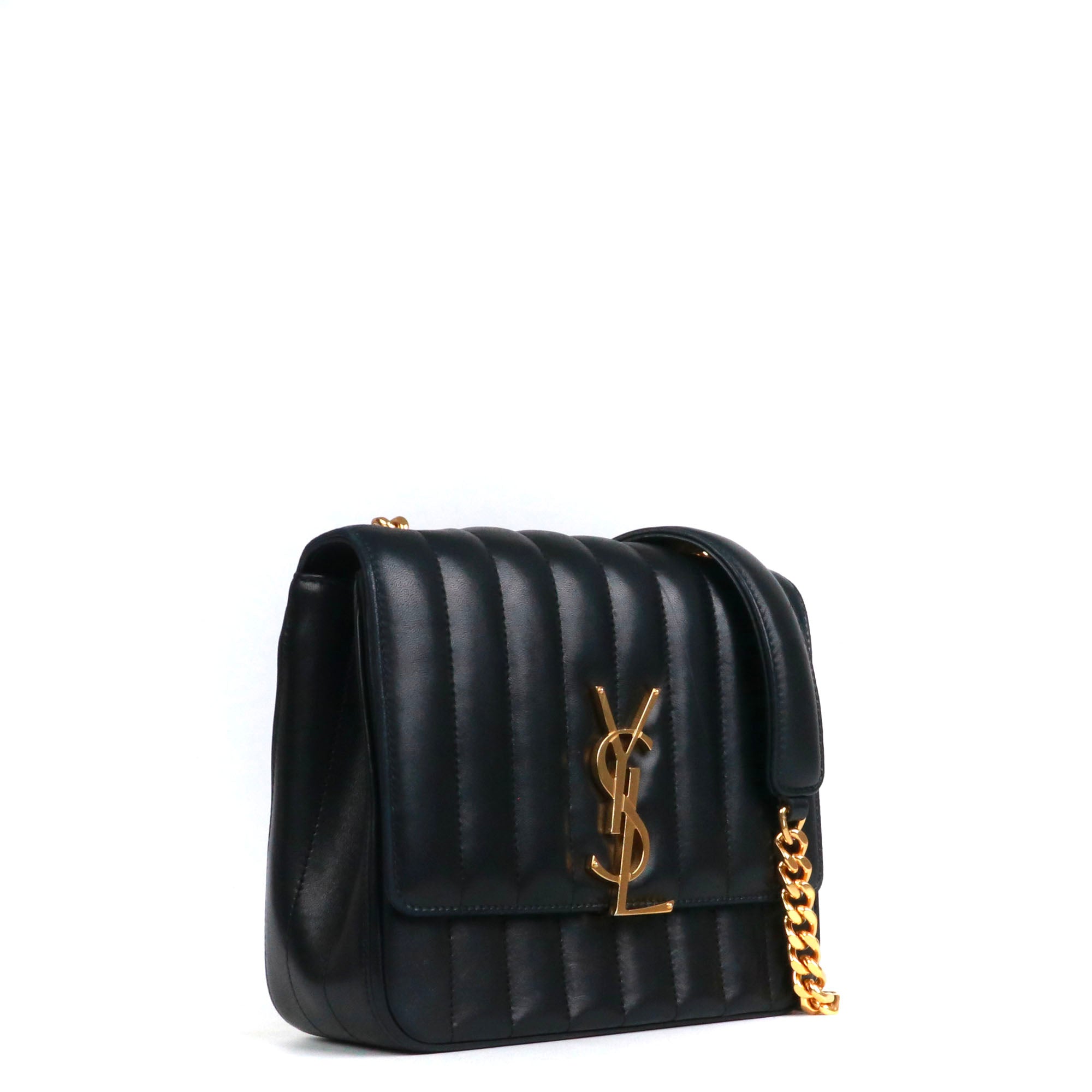 SAINT LAURENT - Sac à bandoulière Vicky Saint Laurent en cuir lisse noir
