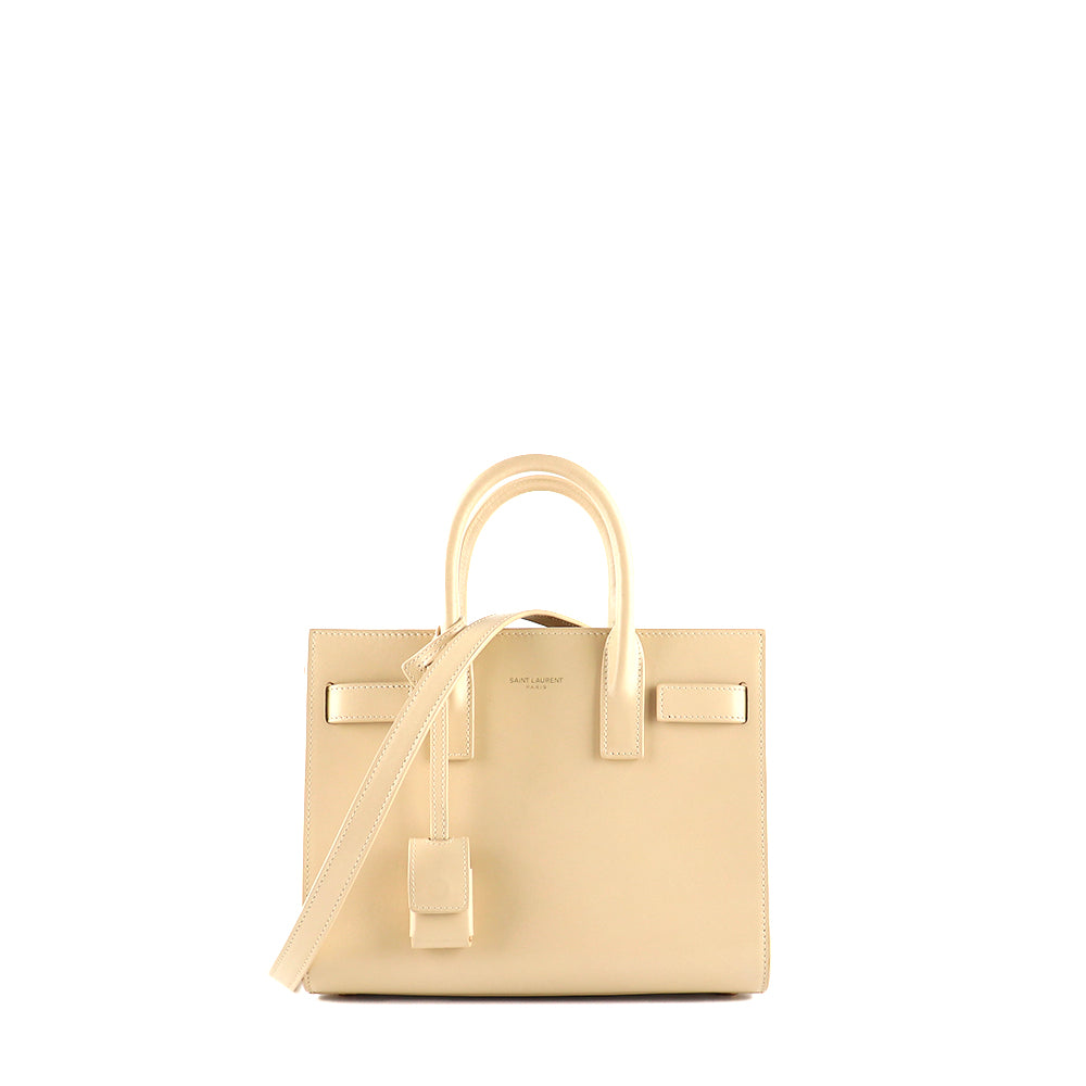 SAINT LAURENT - Sac de jour nano en cuir lisse beige