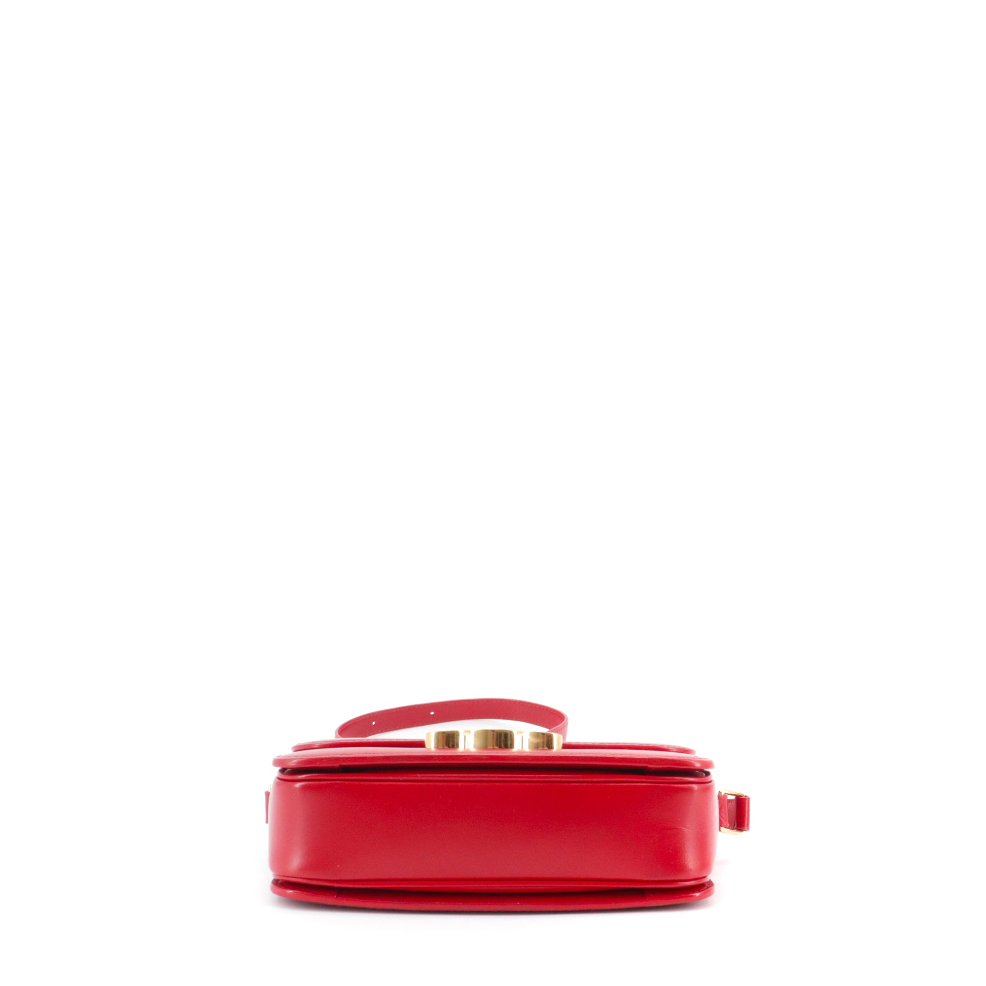CELINE - Sac à bandoulière Triomphe teen Celine en cuir box rouge