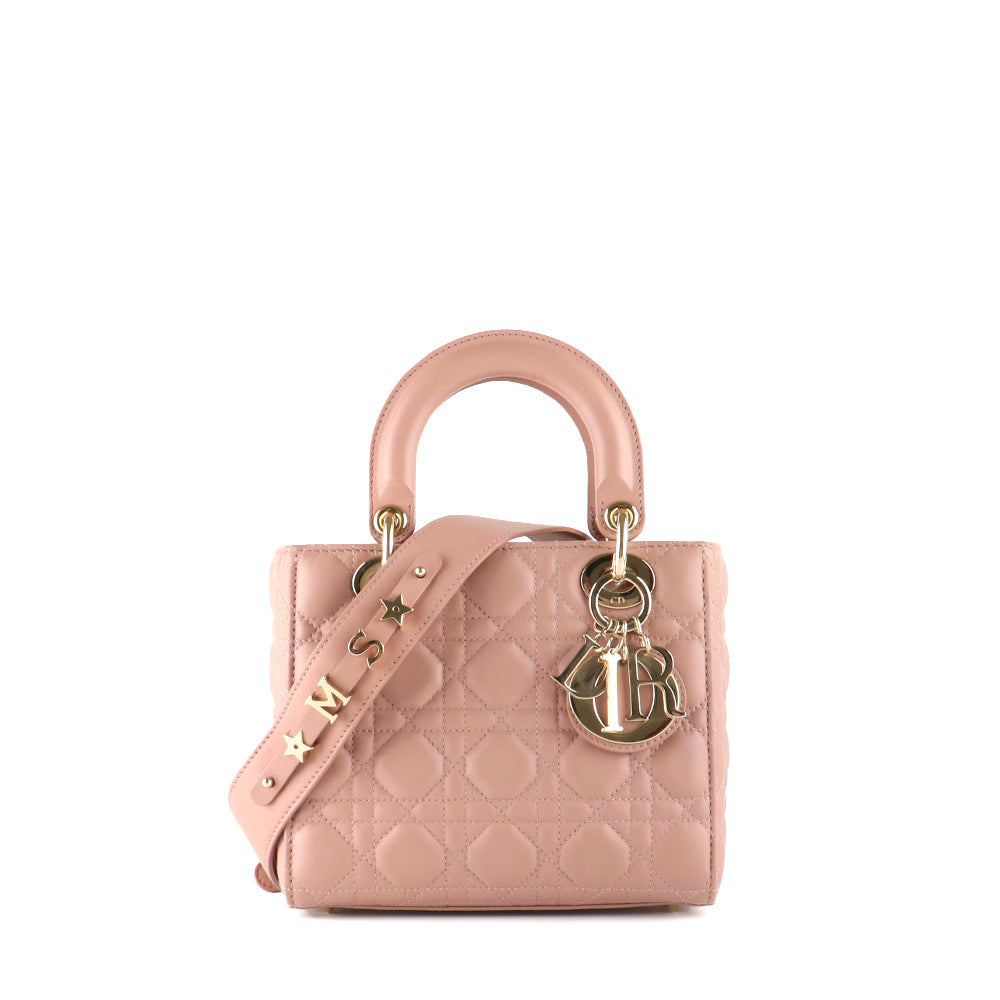DIOR - Sac à bandoulière Lady Dior My ABCDior small en cuir rose nude