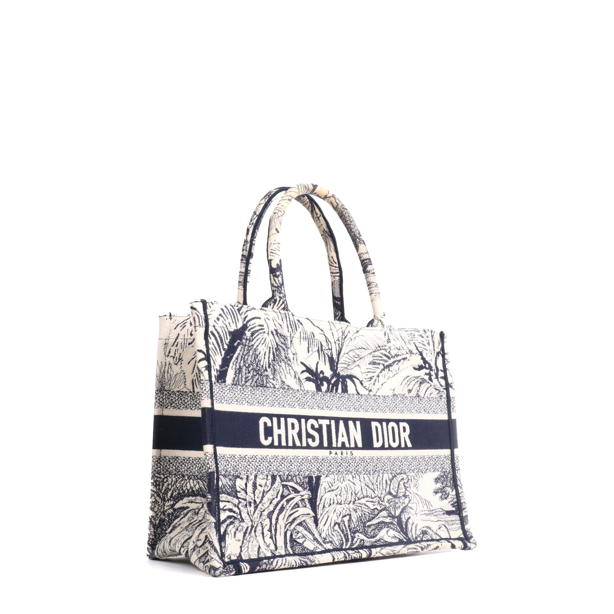 DIOR - Sac cabas Book Tote Medium Dior en toile de jouy bleu marine