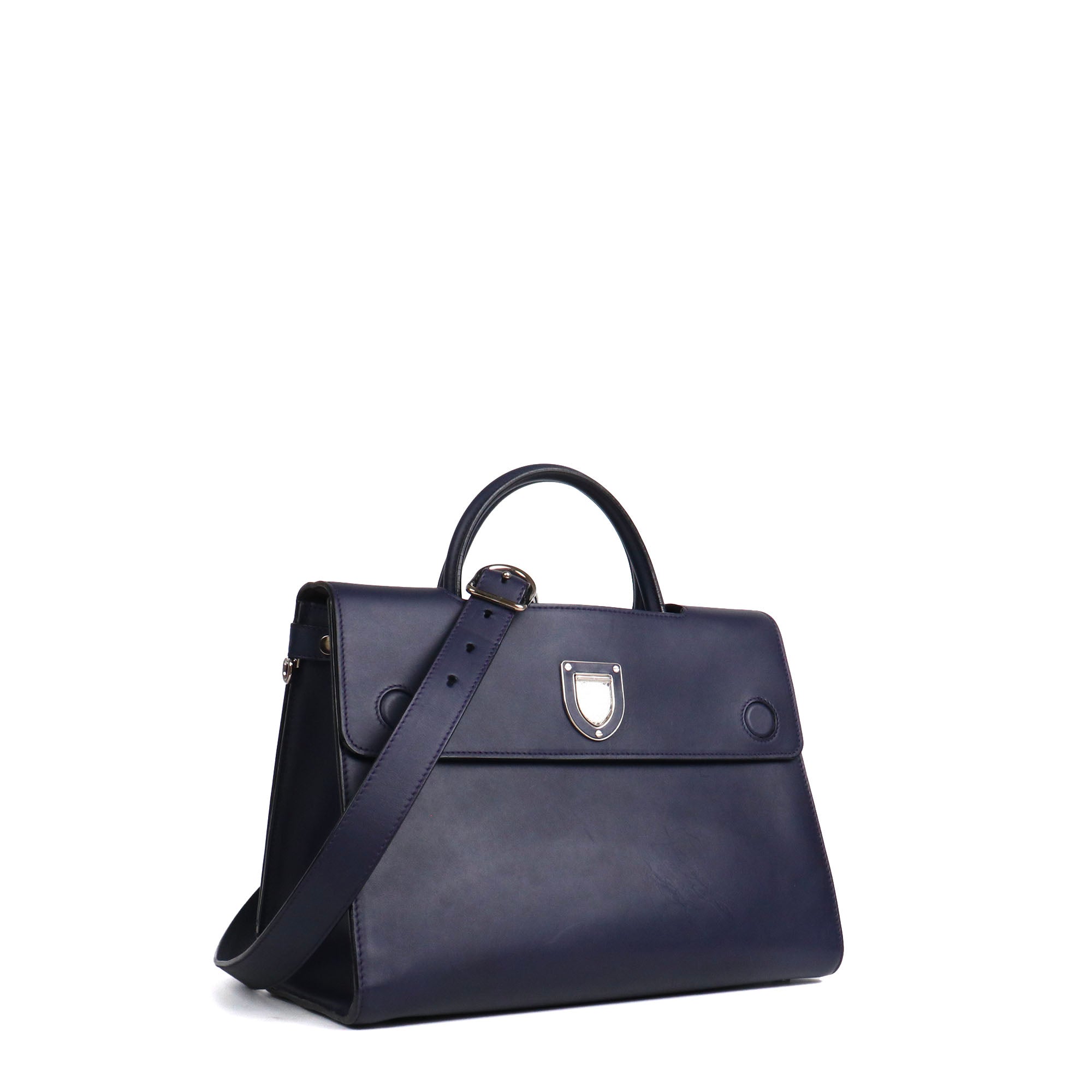 DIOR - Sac à main Diorever Dior en cuir lisse bleu marine