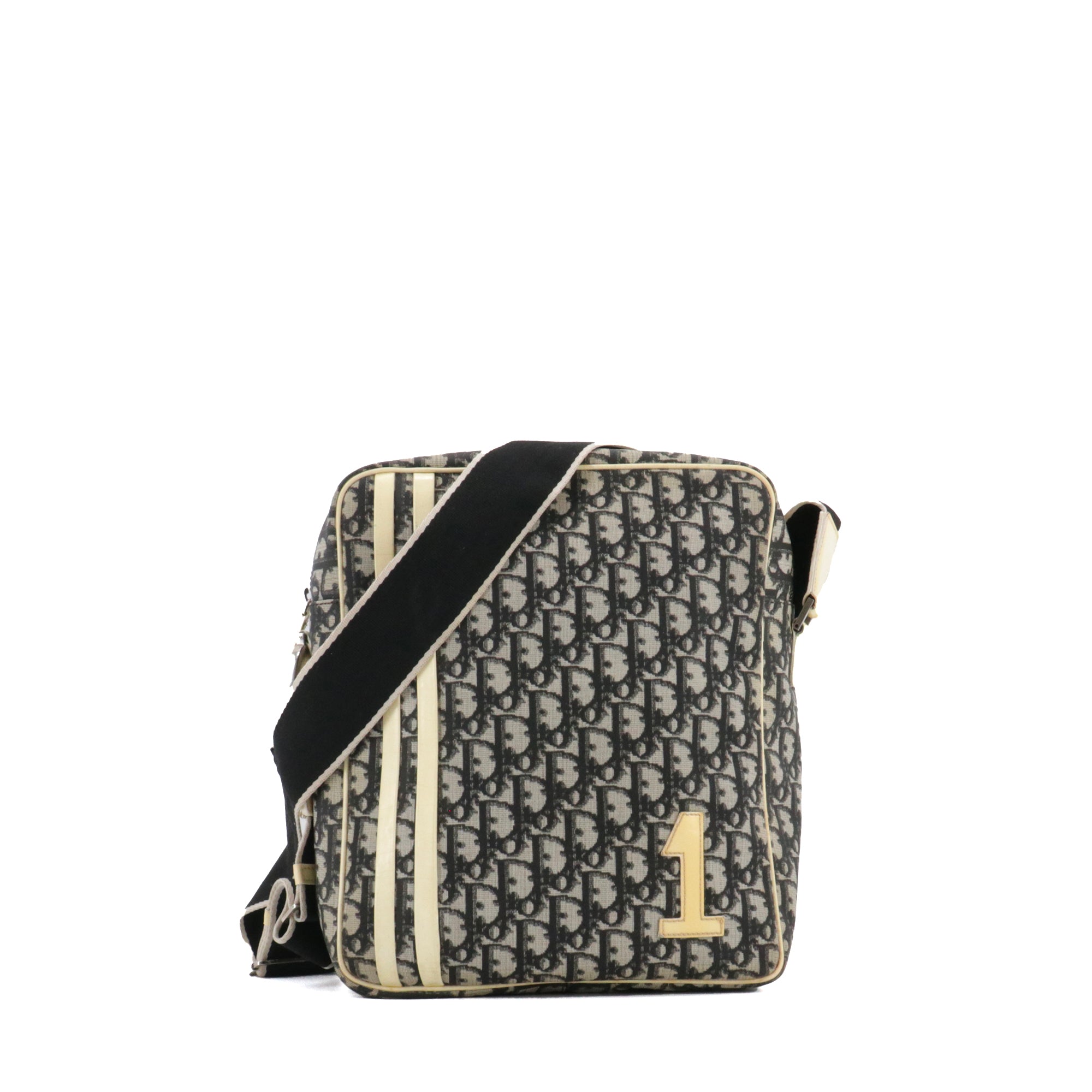DIOR - Sac à bandoulière Dior en toile noire et blanche vintage