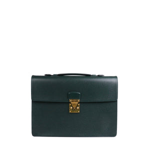 LOUIS VUITTON - Cartable Kourad Louis Vuitton Vintage en cuir grainé vert