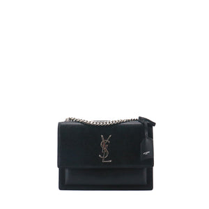 SAINT LAURENT - Sac à bandoulière Sunset medium Saint Laurent cuir grainé noir