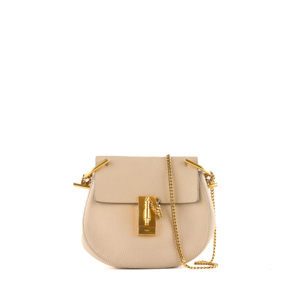 CHLOÉ - Sac à bandoulière Drew en cuir grainé beige