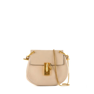 CHLOÉ - Drew shoulder bag in beige grained leather 
