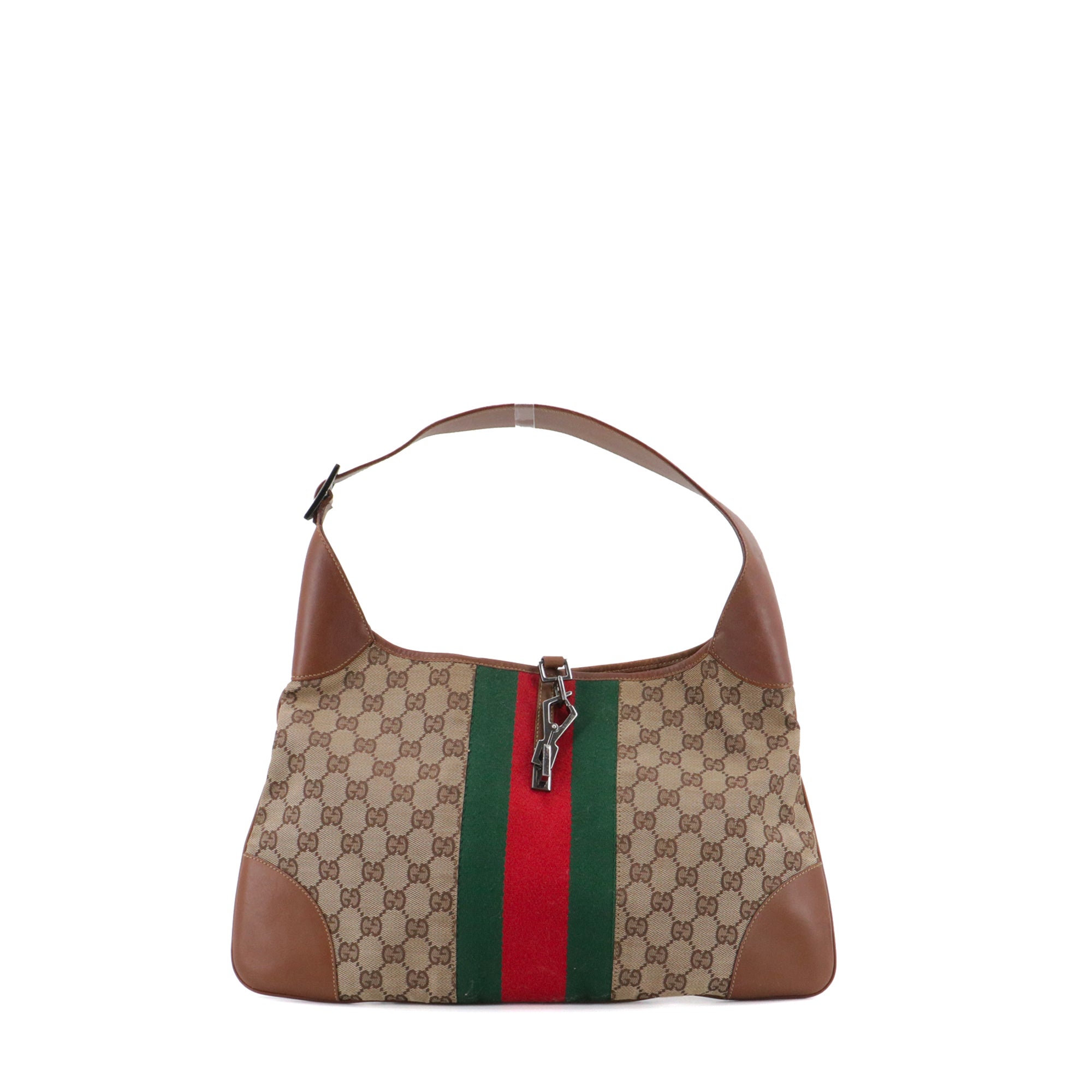 GUCCI - Sac à épaule Jackie Hobo Edition Limitée 2010 Gucci grande taille en toile monogrammée et cuir marron vintage