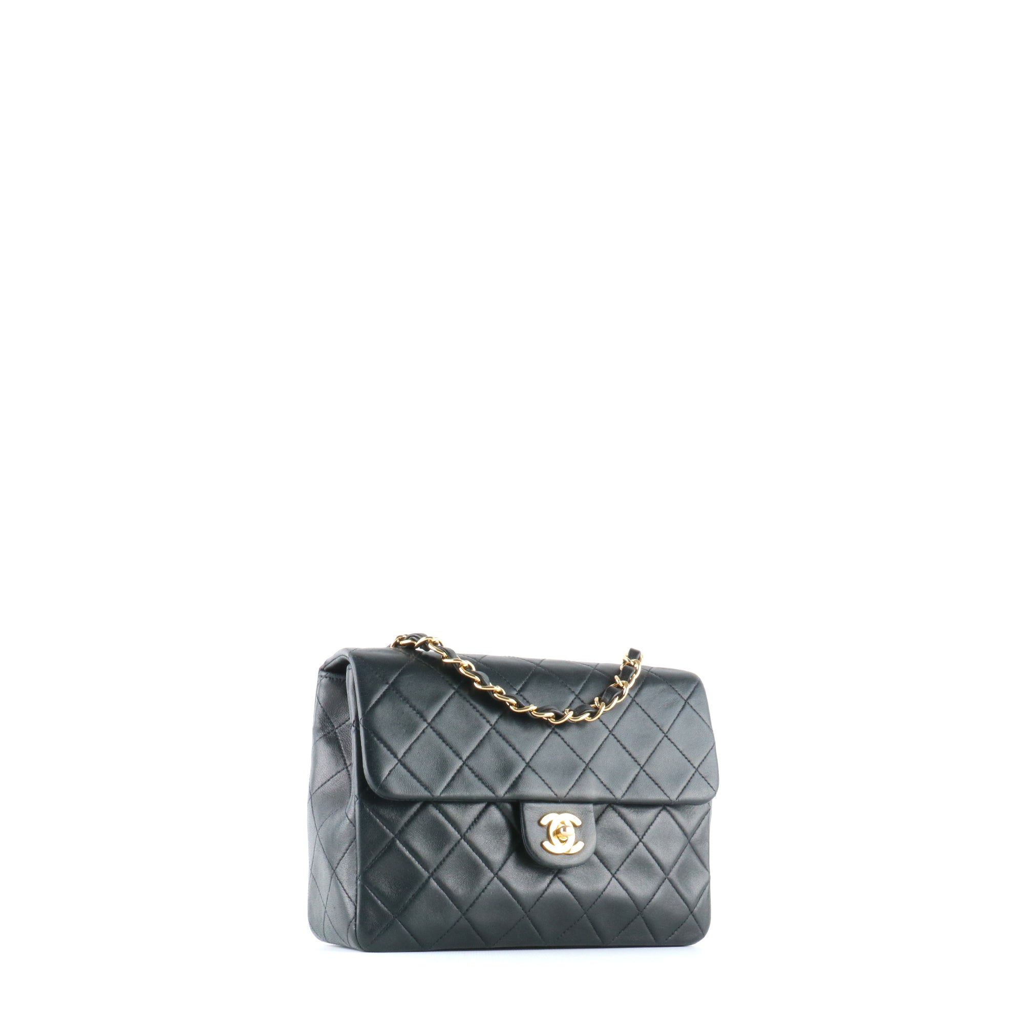 CHANEL - Sac à main Timeless mini rectangle en cuir lisse noir