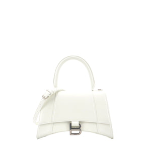 BALENCIAGA - Hourglass Balenciaga Small Size shoulder bag in white grained leather