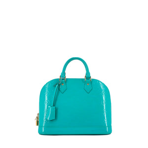 LOUIS VUITTON - Sac à main Alma PM Louis Vuitton en cuir monogrammé verni turquoise