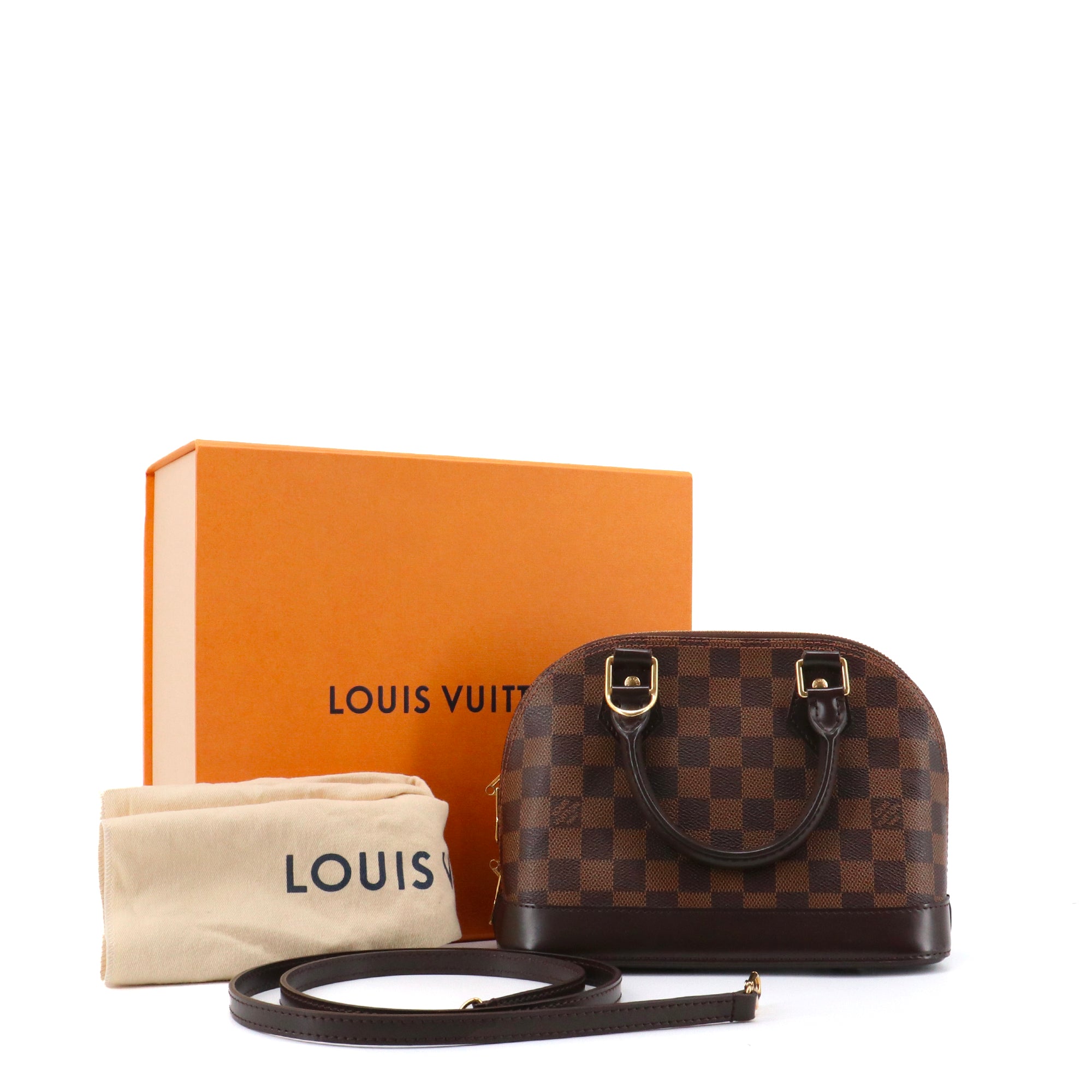 LOUIS VUITTON - Sac à bandoulière Alma BB Louis Vuitton en toile damier ébène