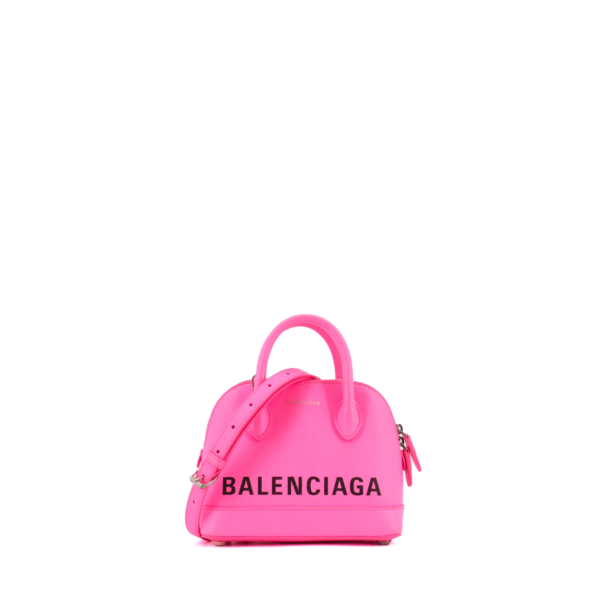 BALENCIAGA - Sac à bandoulière Ville Balenciaga en cuir grainé rose fluo