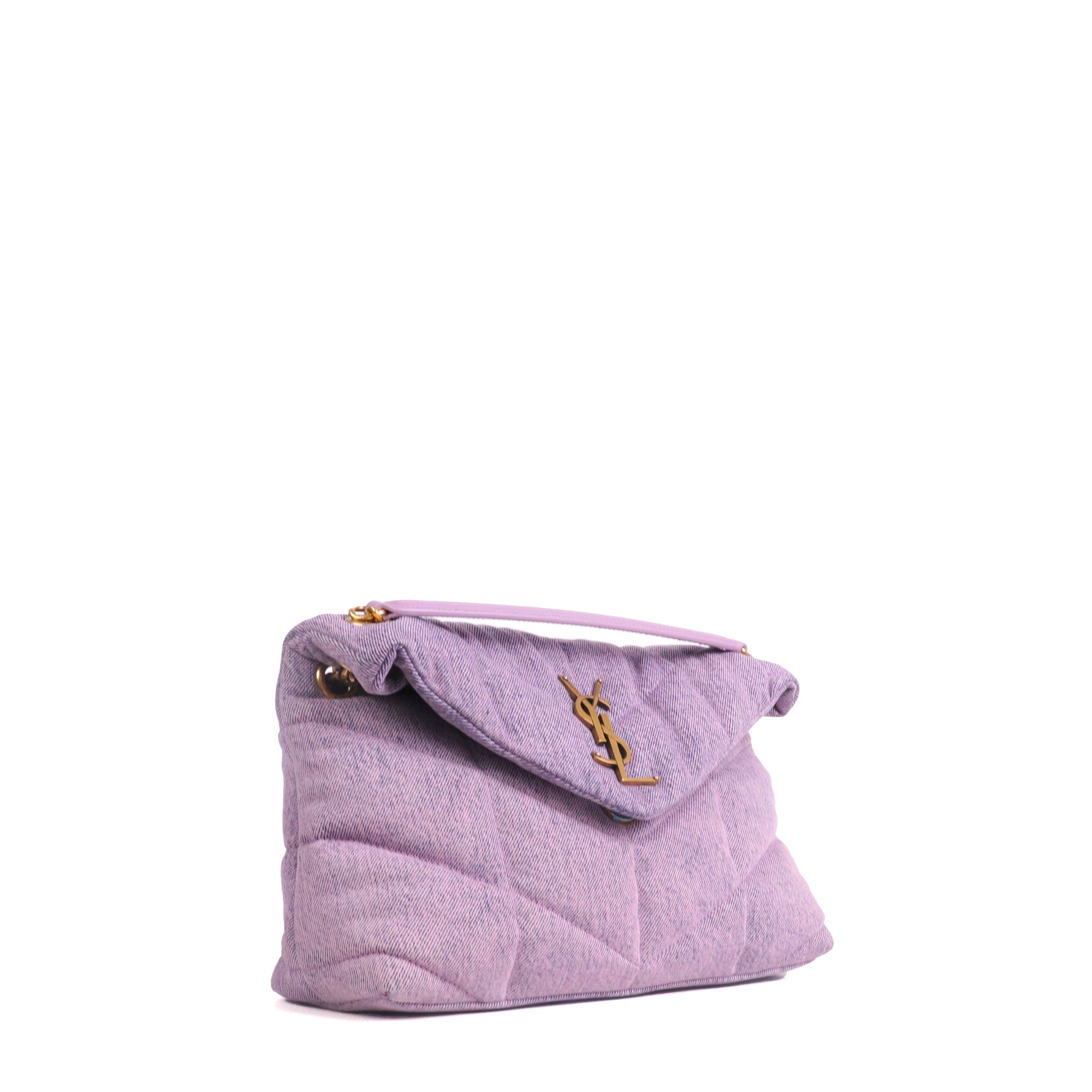 SAINT LAURENT - Sac à bandoulière Puffer medium Saint Laurent en denim violet