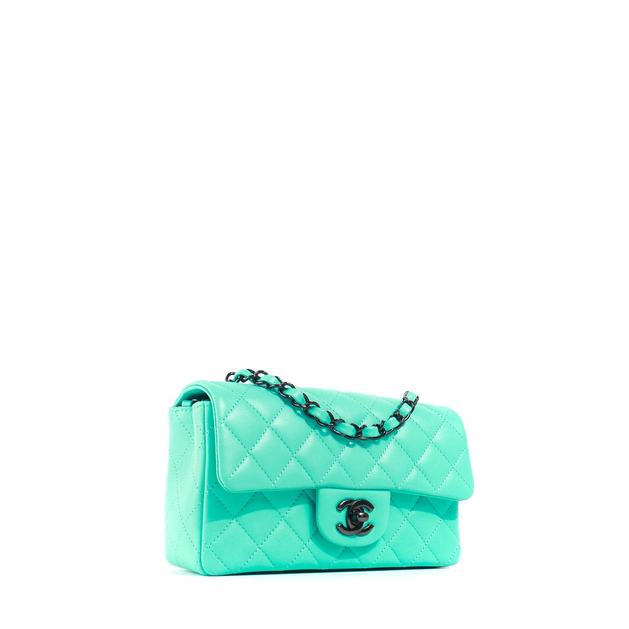 CHANEL - Sac à bandoulière Timeless mini rectangle Bleu Tiffany