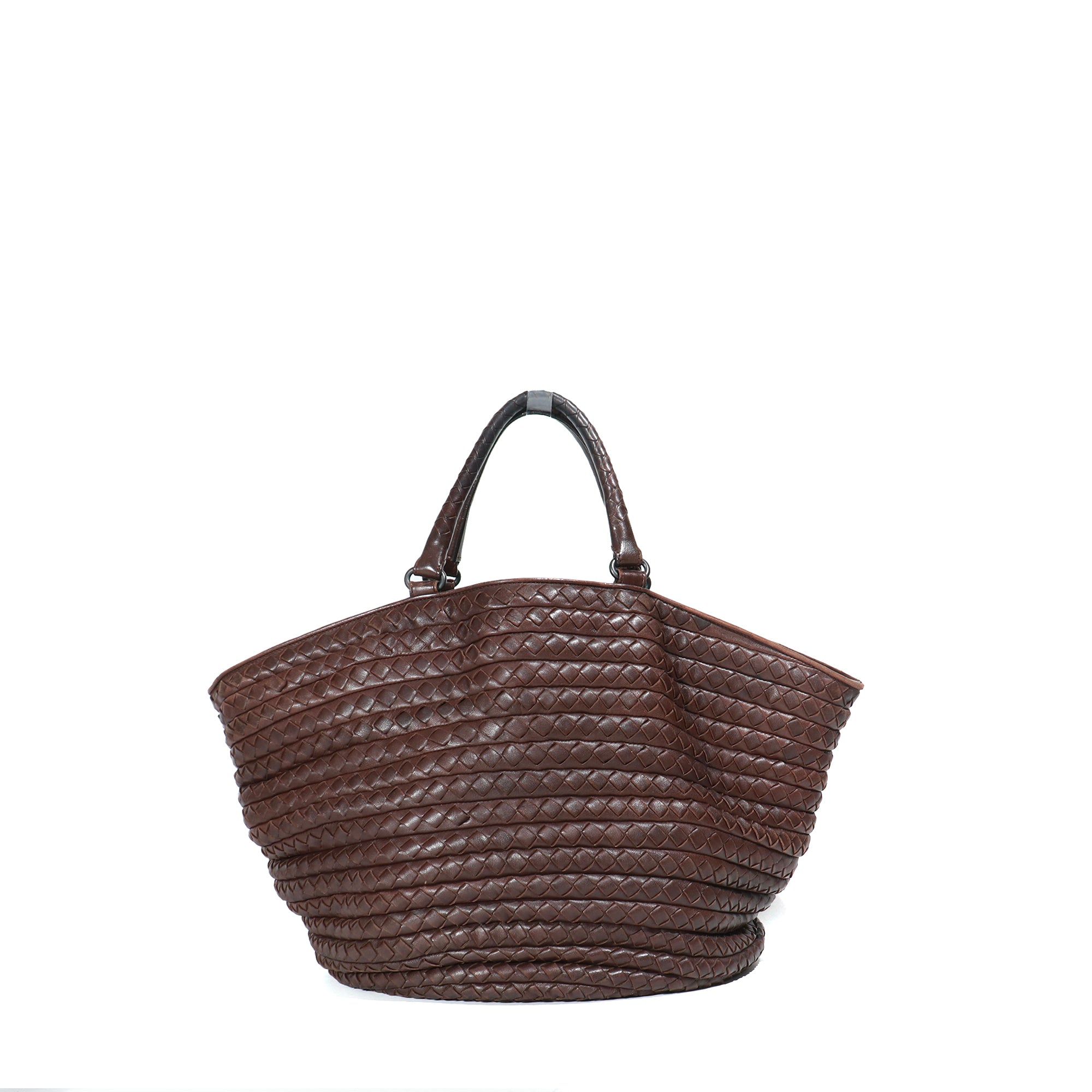 BOTTEGA VENETA - Sac cabas en cuir intrecciato marron